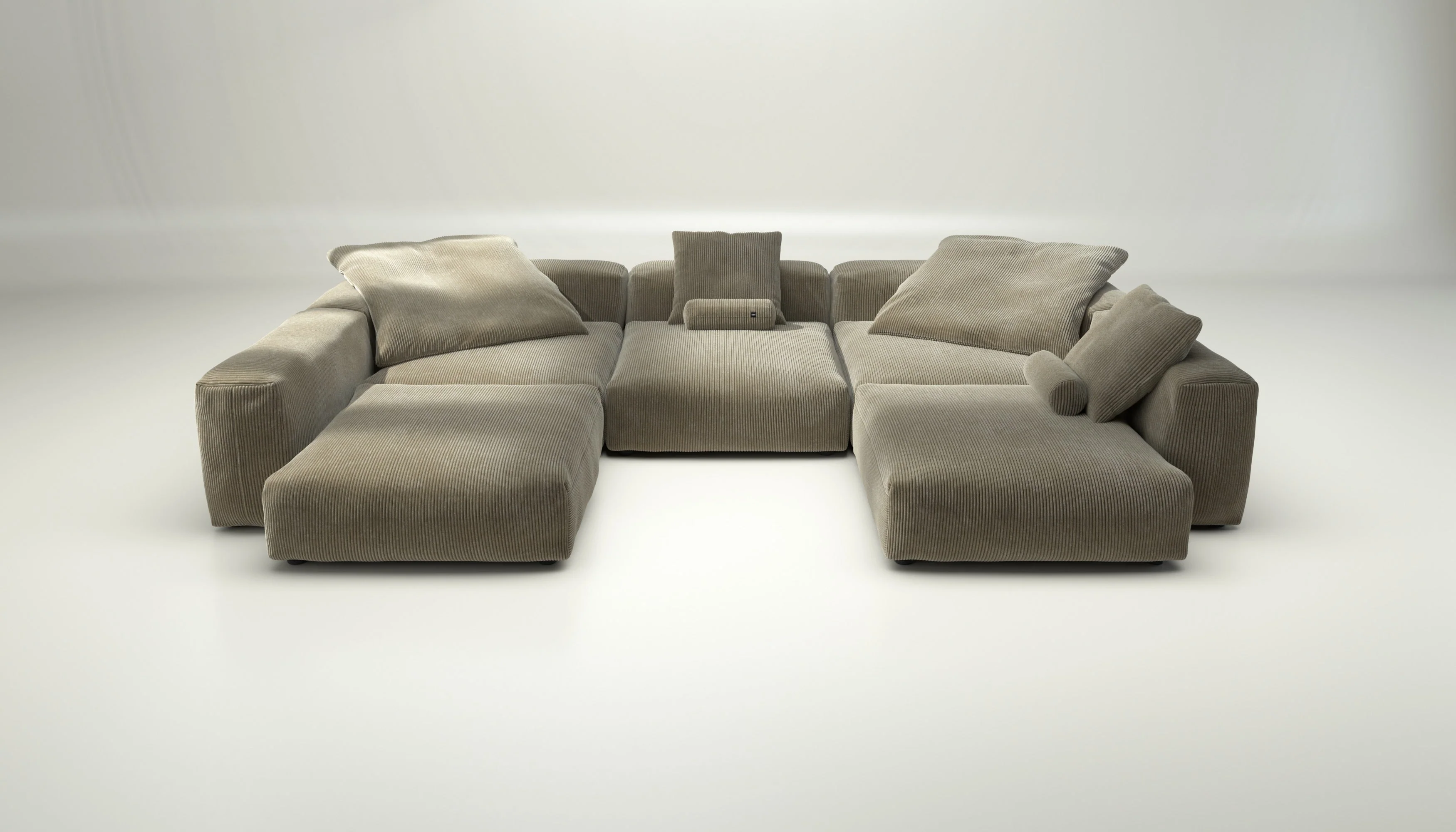 vetsak | Sofa Set 06 - Cord Velour - Khaki | Modulares Sofa | 6.5 Sitzer | Big Sofa | U Sofa | Ecksofa
