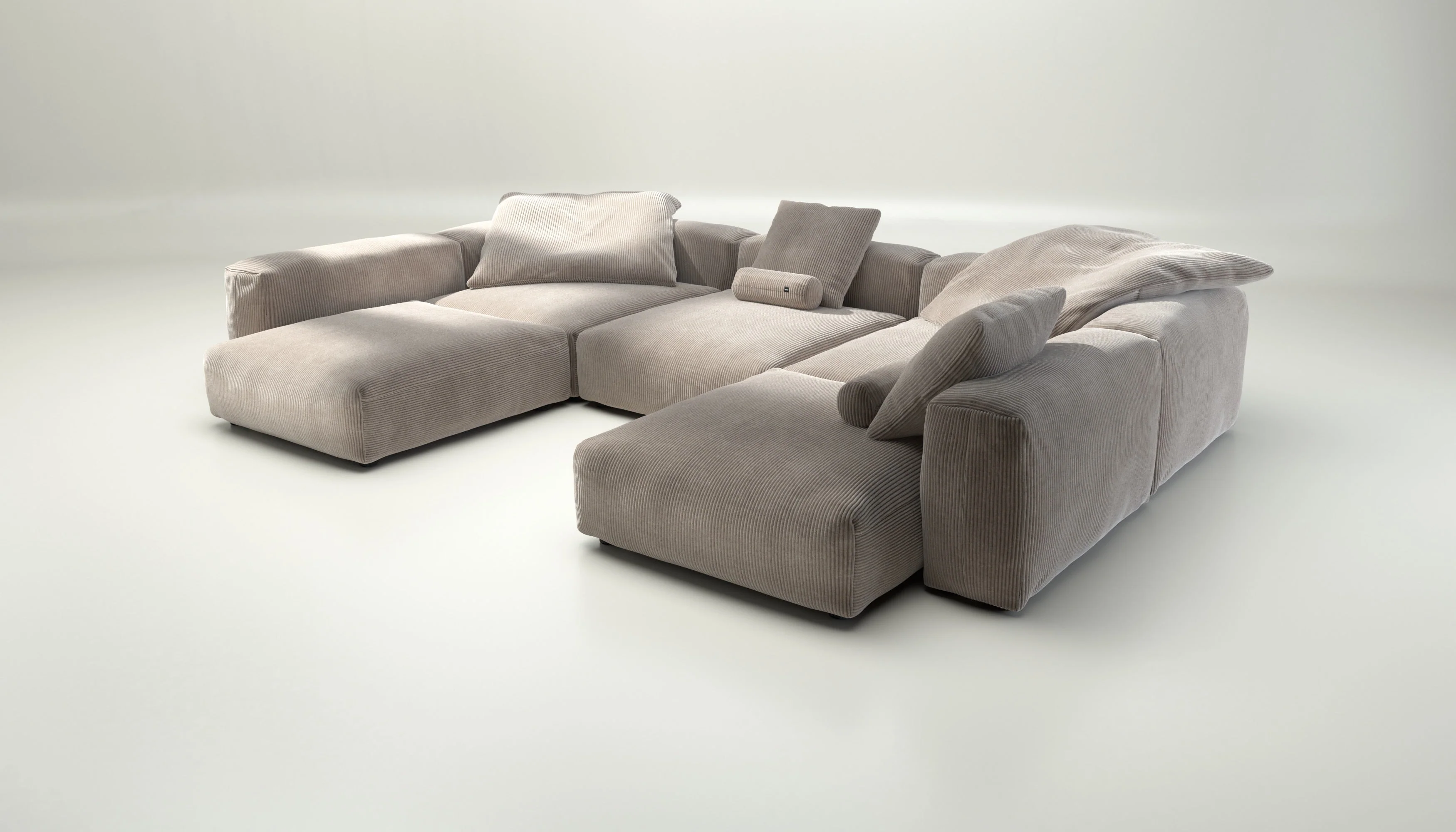 vetsak | Sofa Set 06 - Cord Velour - Platinum | Modulares Sofa | 6.5 Sitzer | Big Sofa | U Sofa | Ecksofa - Image 3