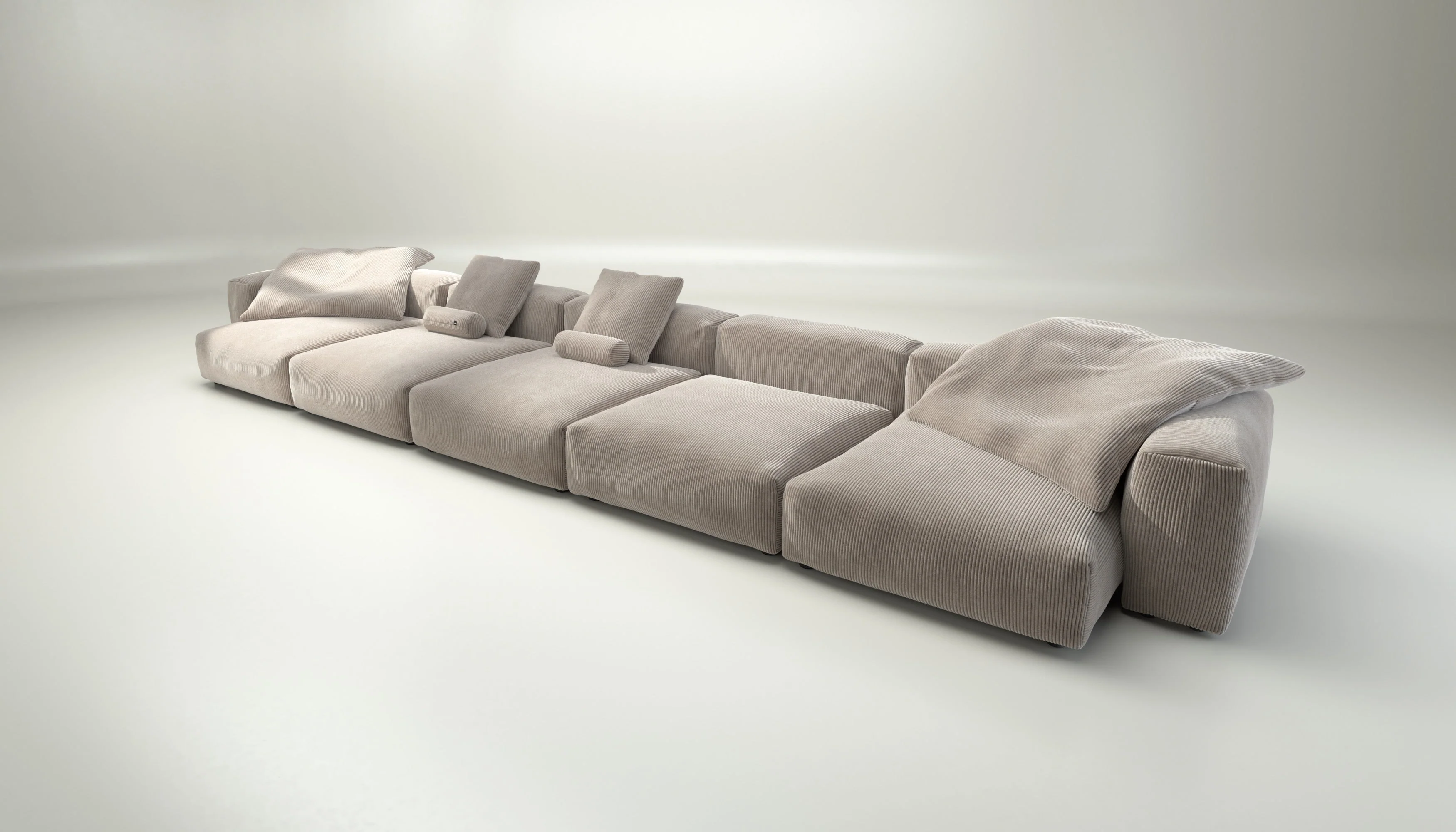 vetsak | Sofa Set 06 - Cord Velour - Platinum | Modulares Sofa | 6.5 Sitzer | Big Sofa | U Sofa | Ecksofa - Image 4