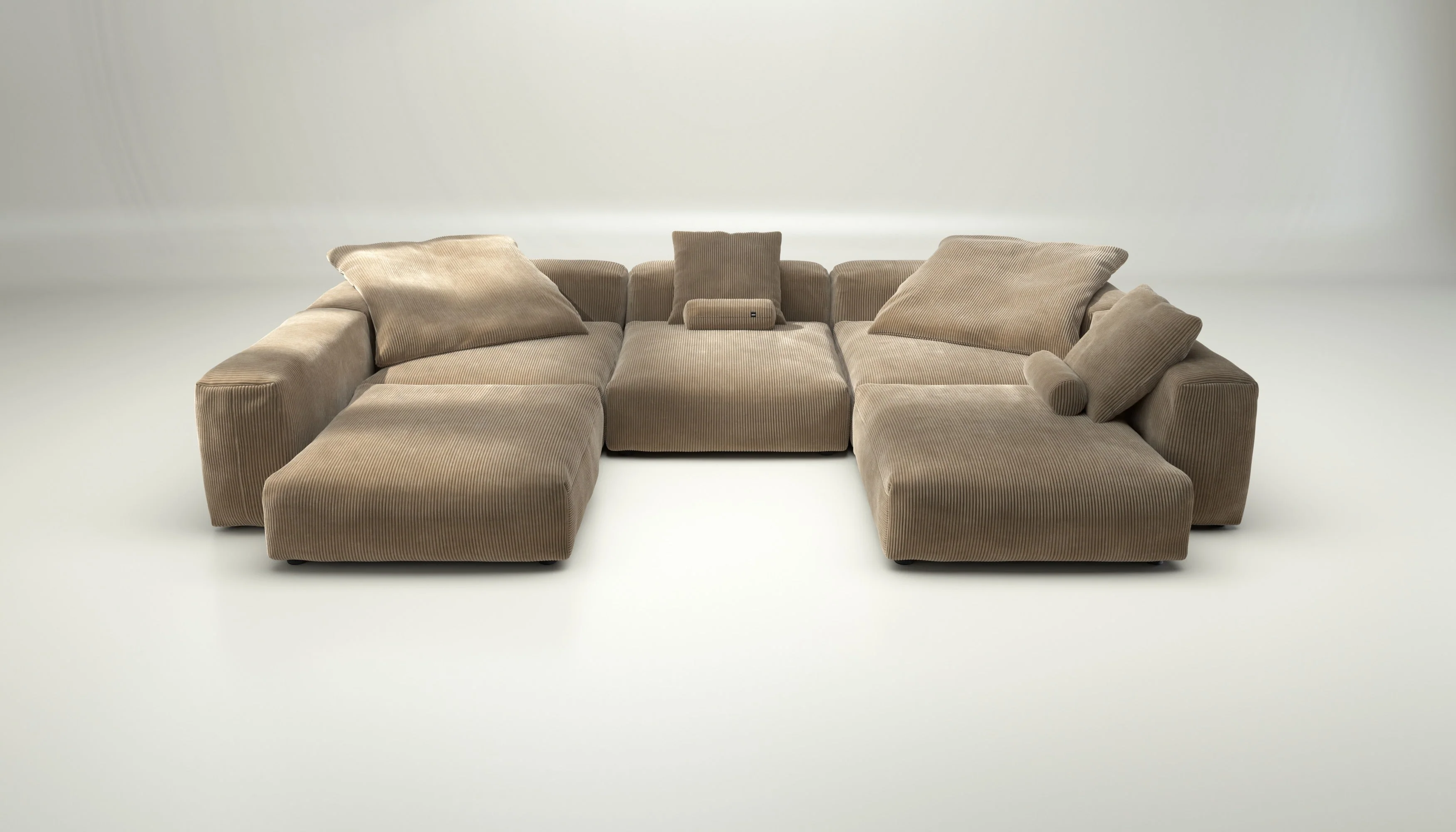 vetsak | Sofa Set 06 - Cord Velour - Sand | Modulares Sofa | 6.5 Sitzer | Big Sofa | U Sofa | Ecksofa