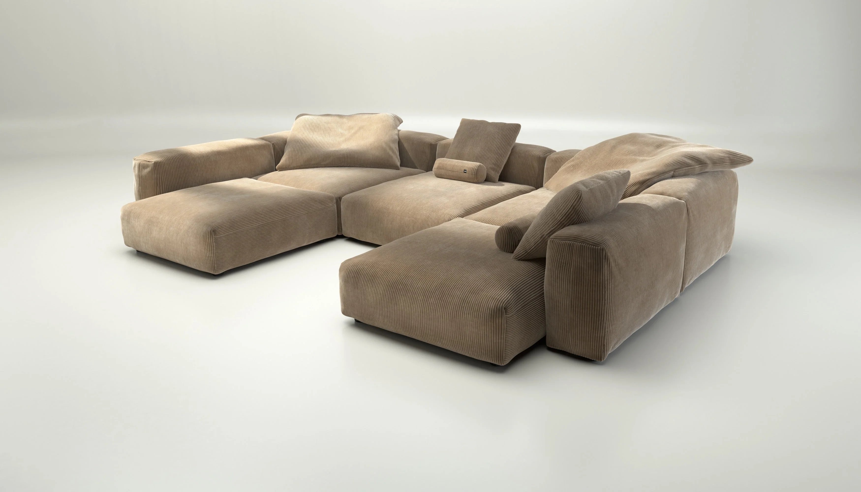 vetsak | Sofa Set 06 - Cord Velour - Sand | Modulares Sofa | 6.5 Sitzer | Big Sofa | U Sofa | Ecksofa - Image 3