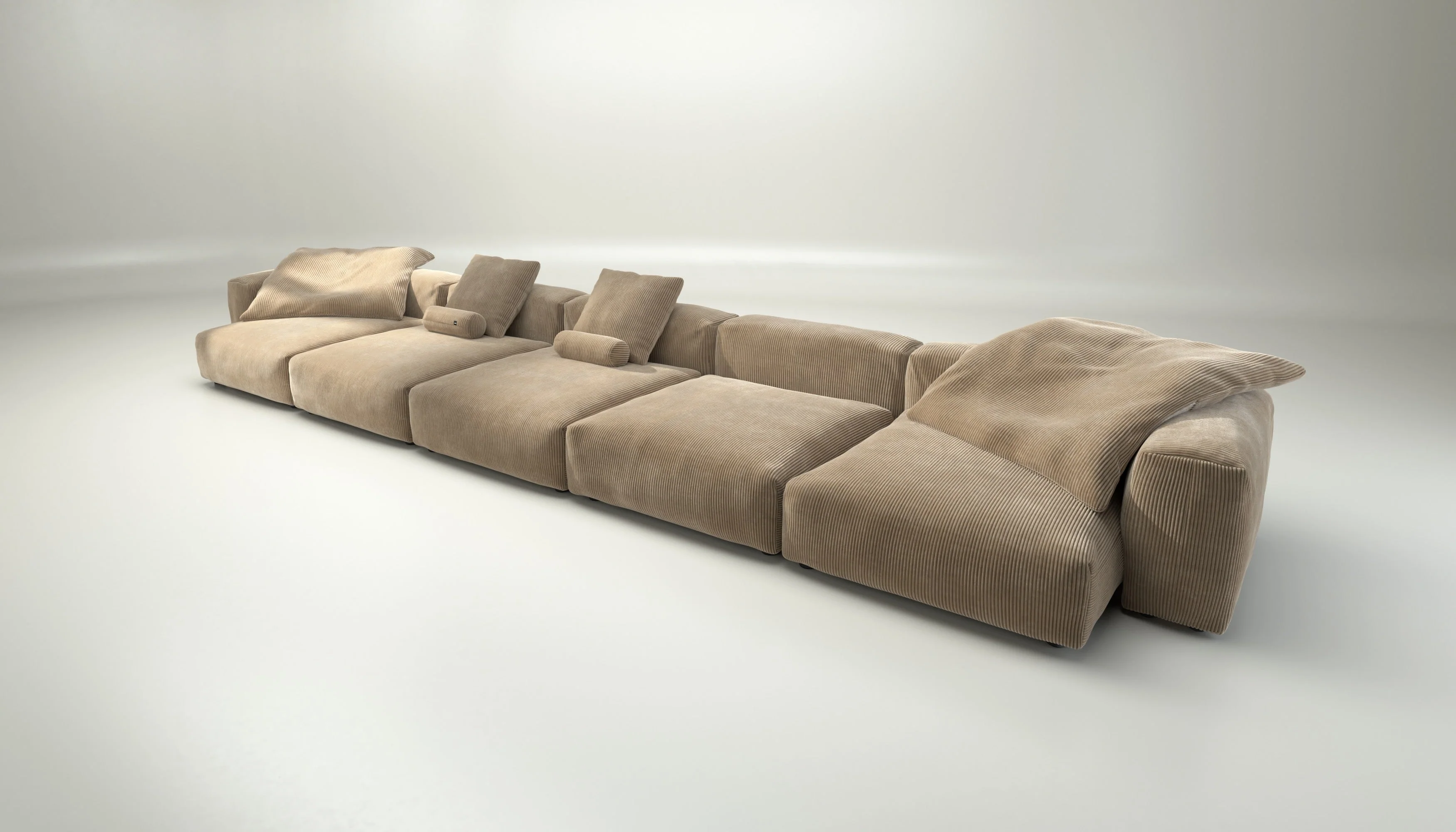 vetsak | Sofa Set 06 - Cord Velour - Sand | Modulares Sofa | 6.5 Sitzer | Big Sofa | U Sofa | Ecksofa - Image 4