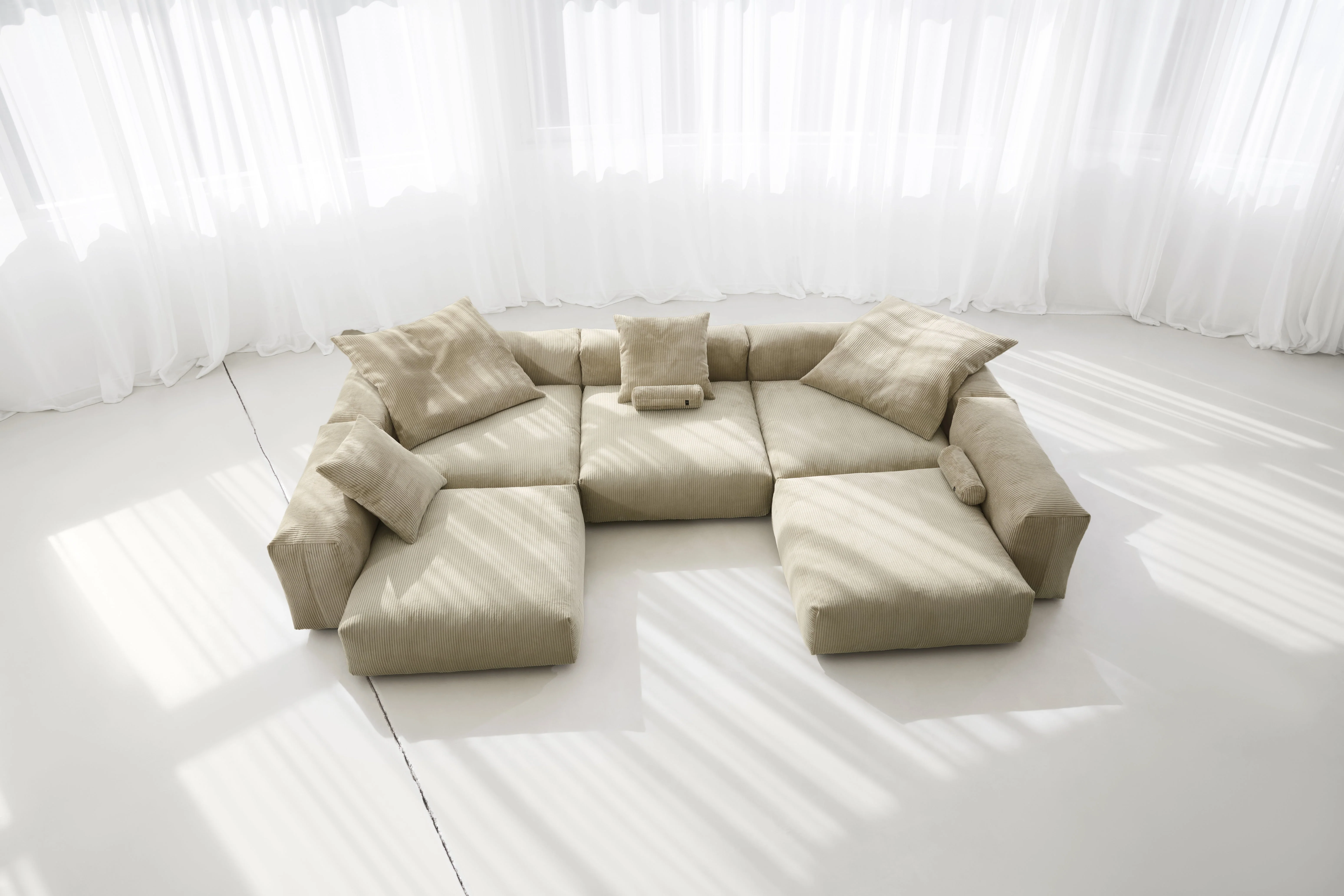 vetsak | Sofa Set 06 - Cord Velour - Sand | Modulares Sofa | 6.5 Sitzer | Big Sofa | U Sofa | Ecksofa - Image 5