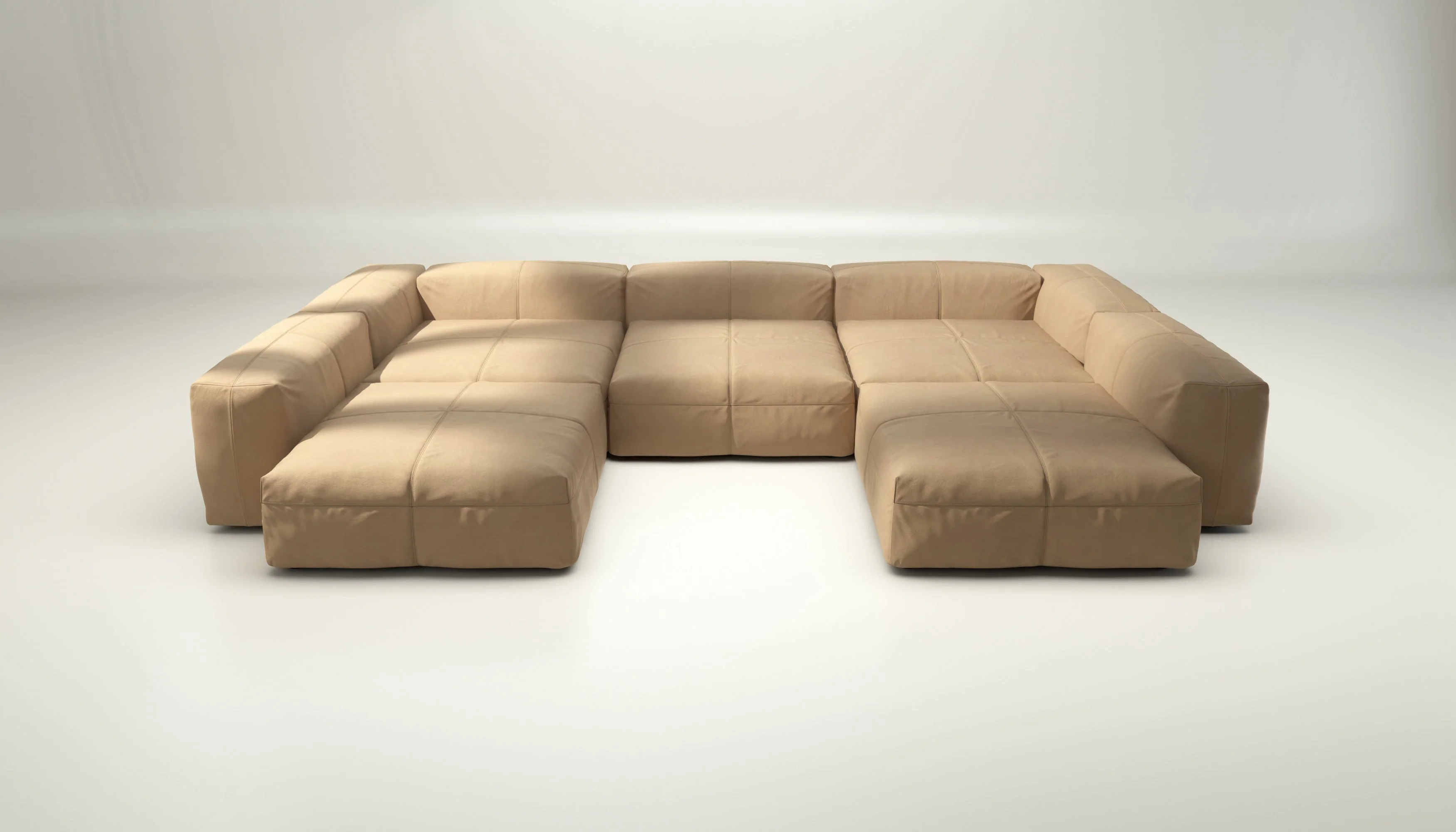 vetsak | Sofa Set 06 - Leather - Beige | Modulares Sofa | 6.5 Sitzer | Big Sofa | U Sofa | Ecksofa - Image 2
