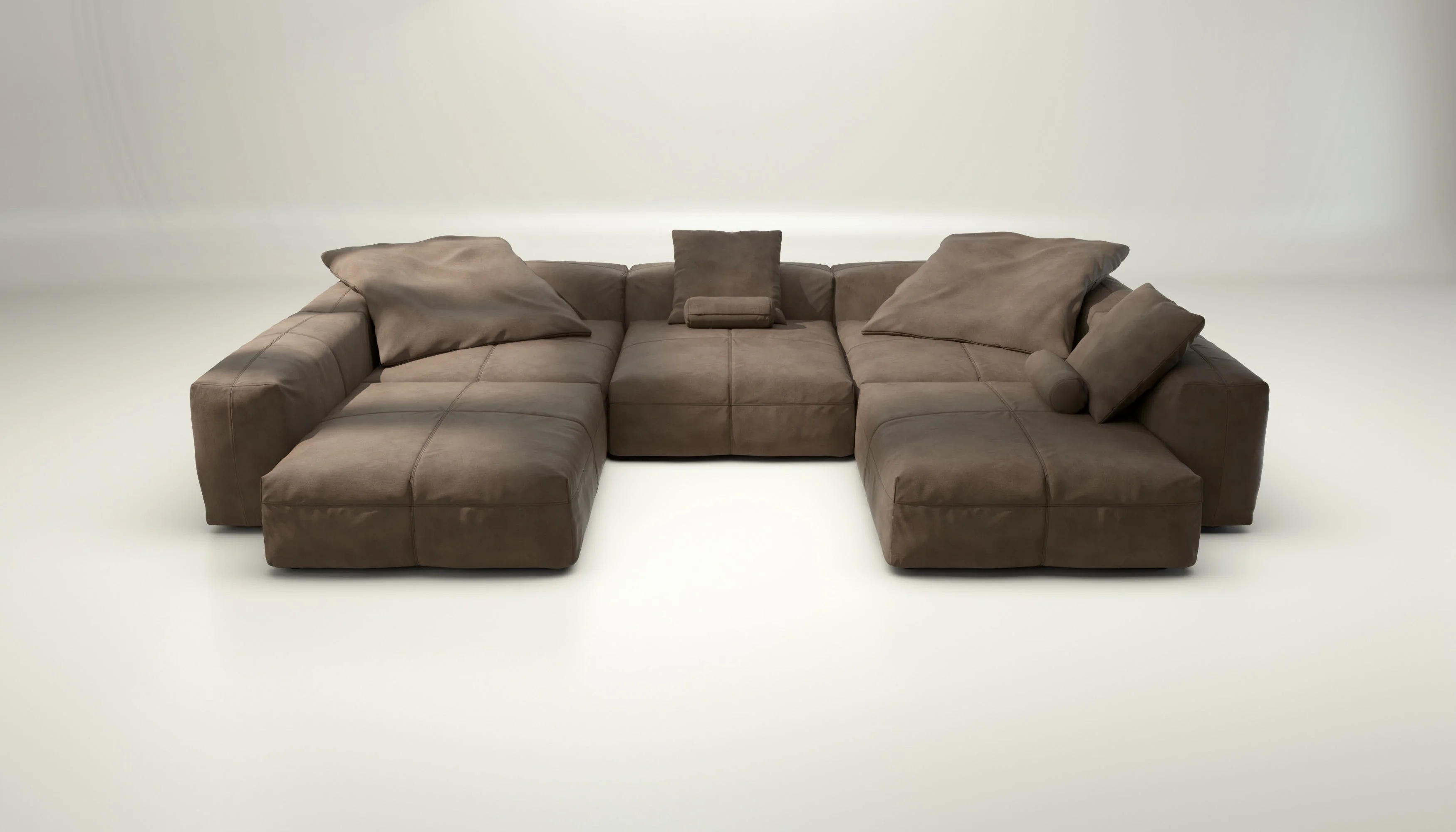 vetsak | Sofa Set 06 - leather - cacao | Modulares Sofa | 6.5 Sitzer | Big Sofa | U Sofa | Ecksofa