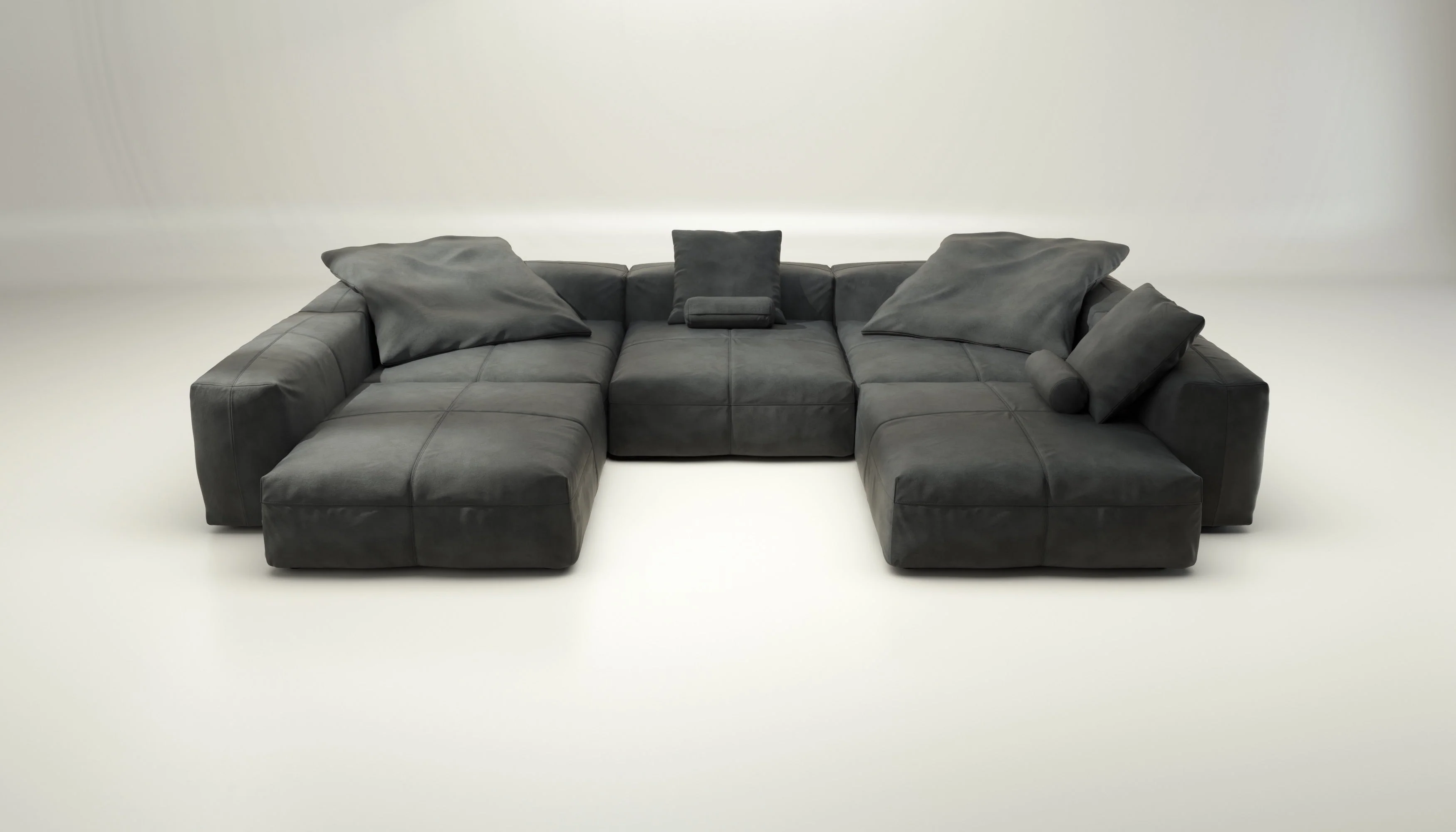 vetsak | Sofa Set 06 - Leather - Cacao | Modulares Sofa | 6.5 Sitzer | Big Sofa | U Sofa | Ecksofa