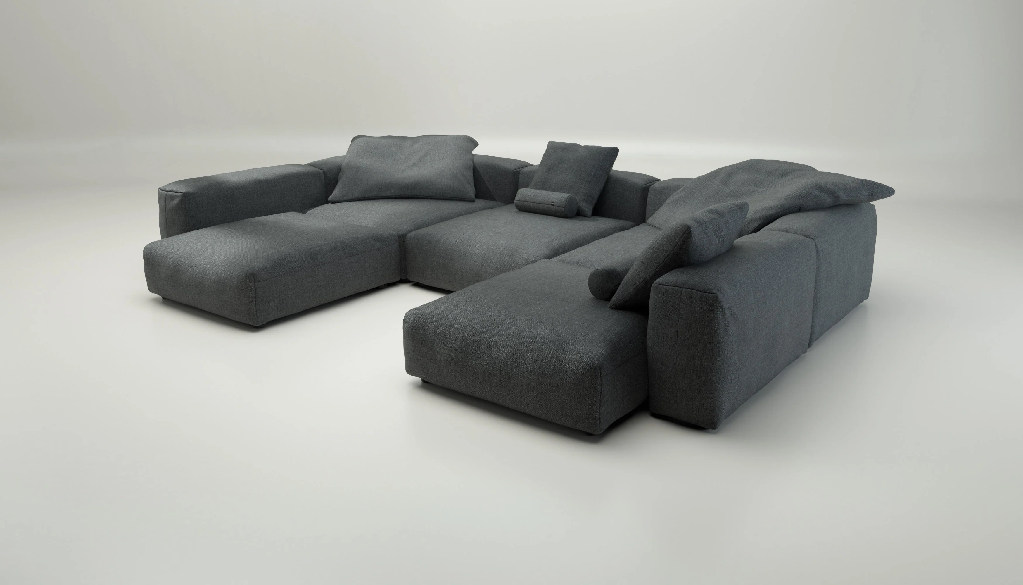 vetsak | Sofa Set 06 - Pique - Dark Grey | Modular Sofa | 6.5 Seater | Big Sofa | U-Shape | Corner Sofa - Image 3