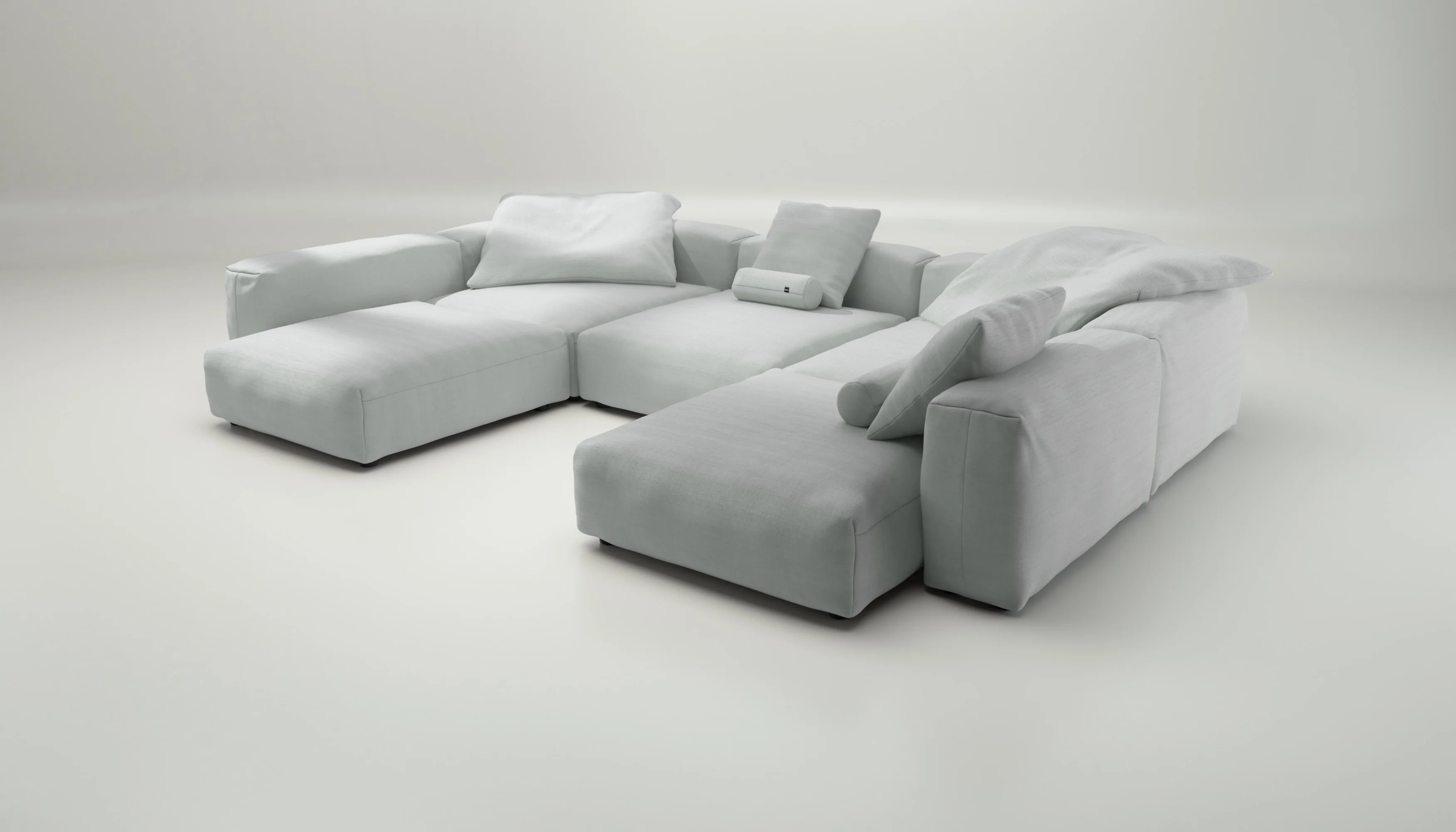 vetsak | Sofa Set 06 - Pique - Light Grey | Modular Sofa | 6.5 Seater | Big Sofa | U-Shape | Corner Sofa - Image 3