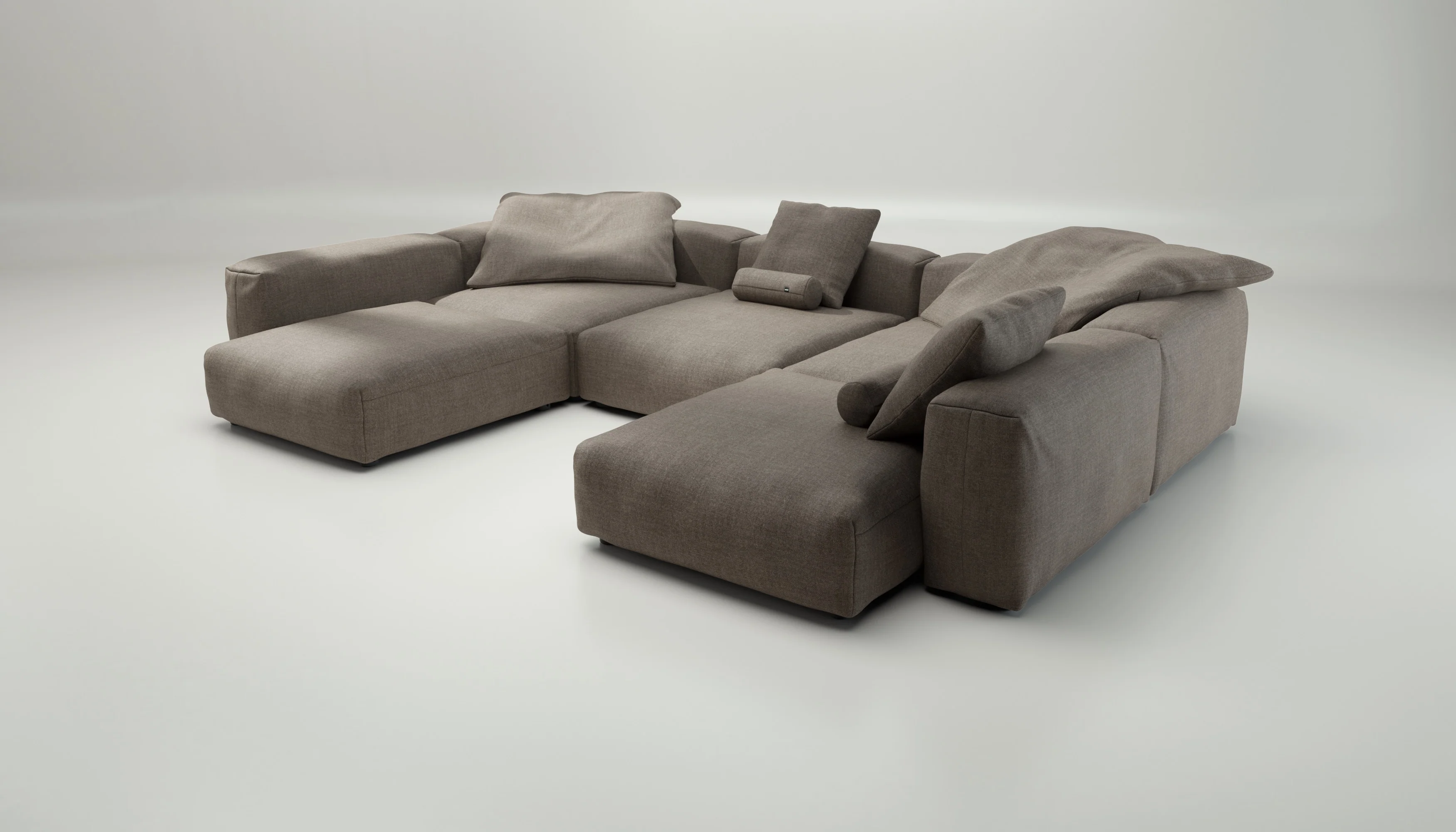 vetsak | Sofa Set 06 - Pique - Stone | Modular Sofa | 6.5 Seater | Big Sofa | U-Shape | Corner Sofa - Image 3