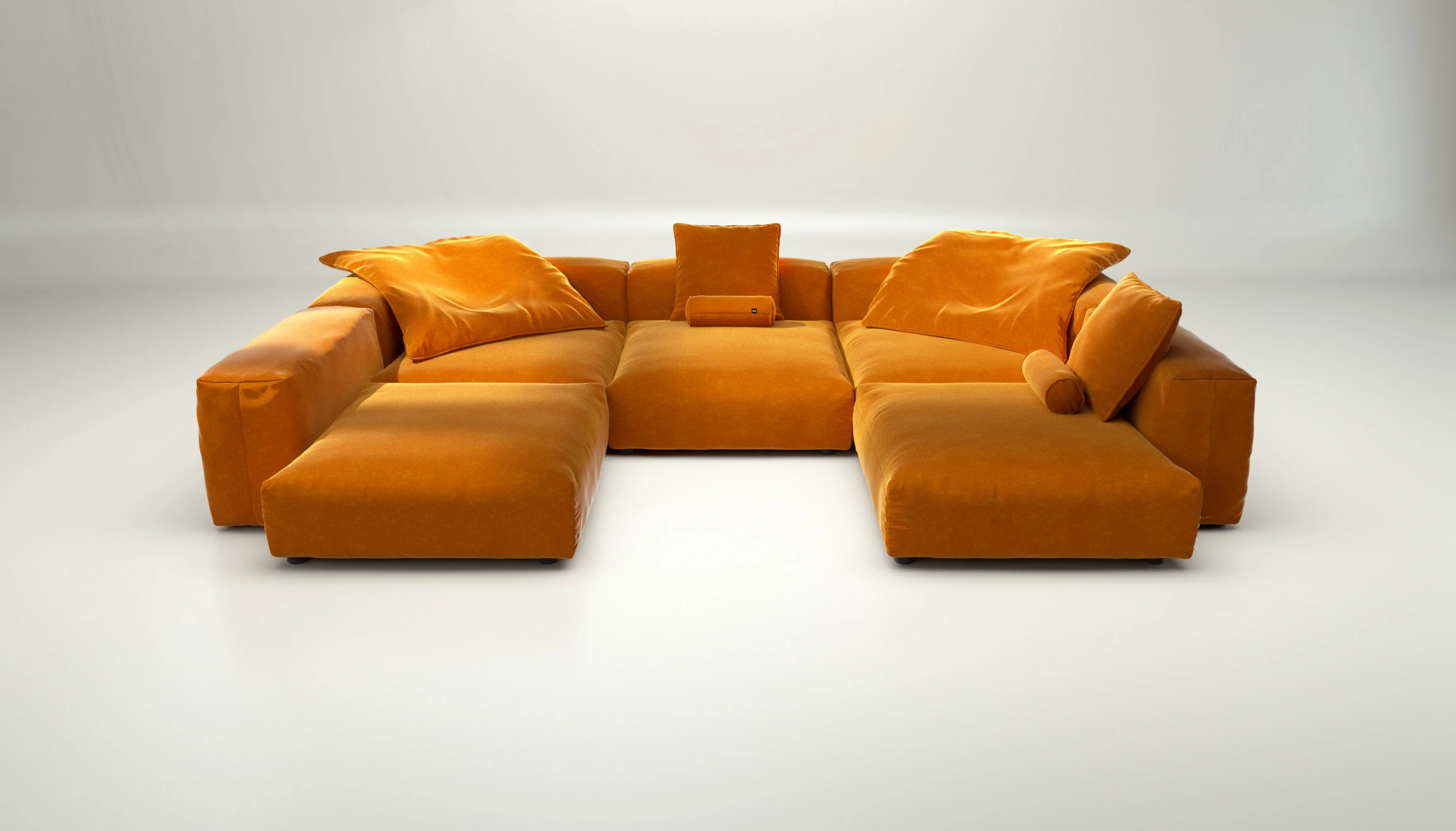 vetsak | Sofa Set 06 - Suave - Orange Blaze | Modulares Sofa | 6.5 Sitzer | Big Sofa | U Sofa | Ecksofa