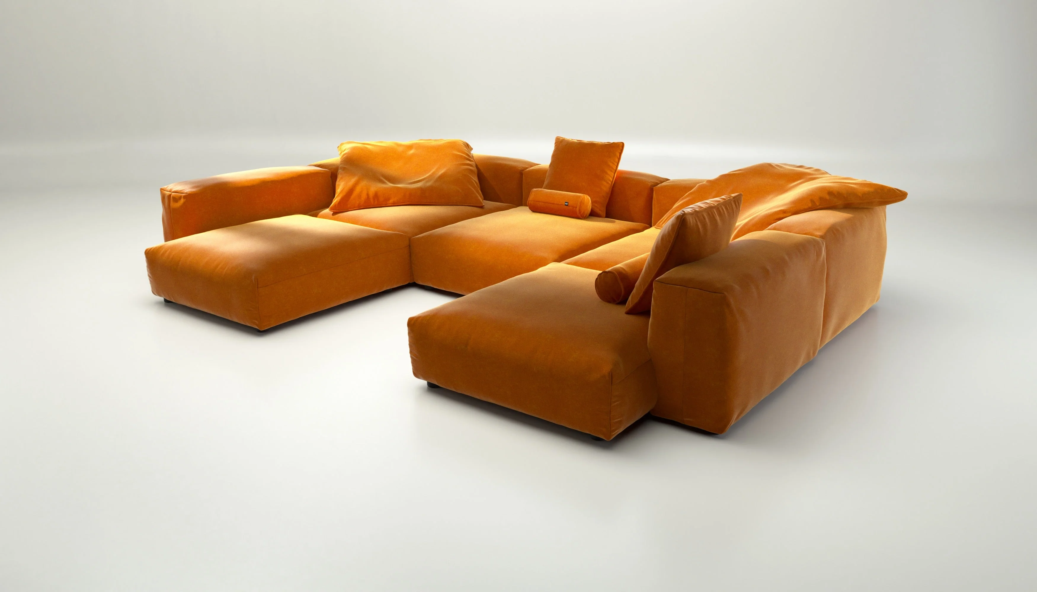 vetsak | Sofa Set 06 - Suave - Orange Blaze | Modulares Sofa | 6.5 Sitzer | Big Sofa | U Sofa | Ecksofa - Image 3