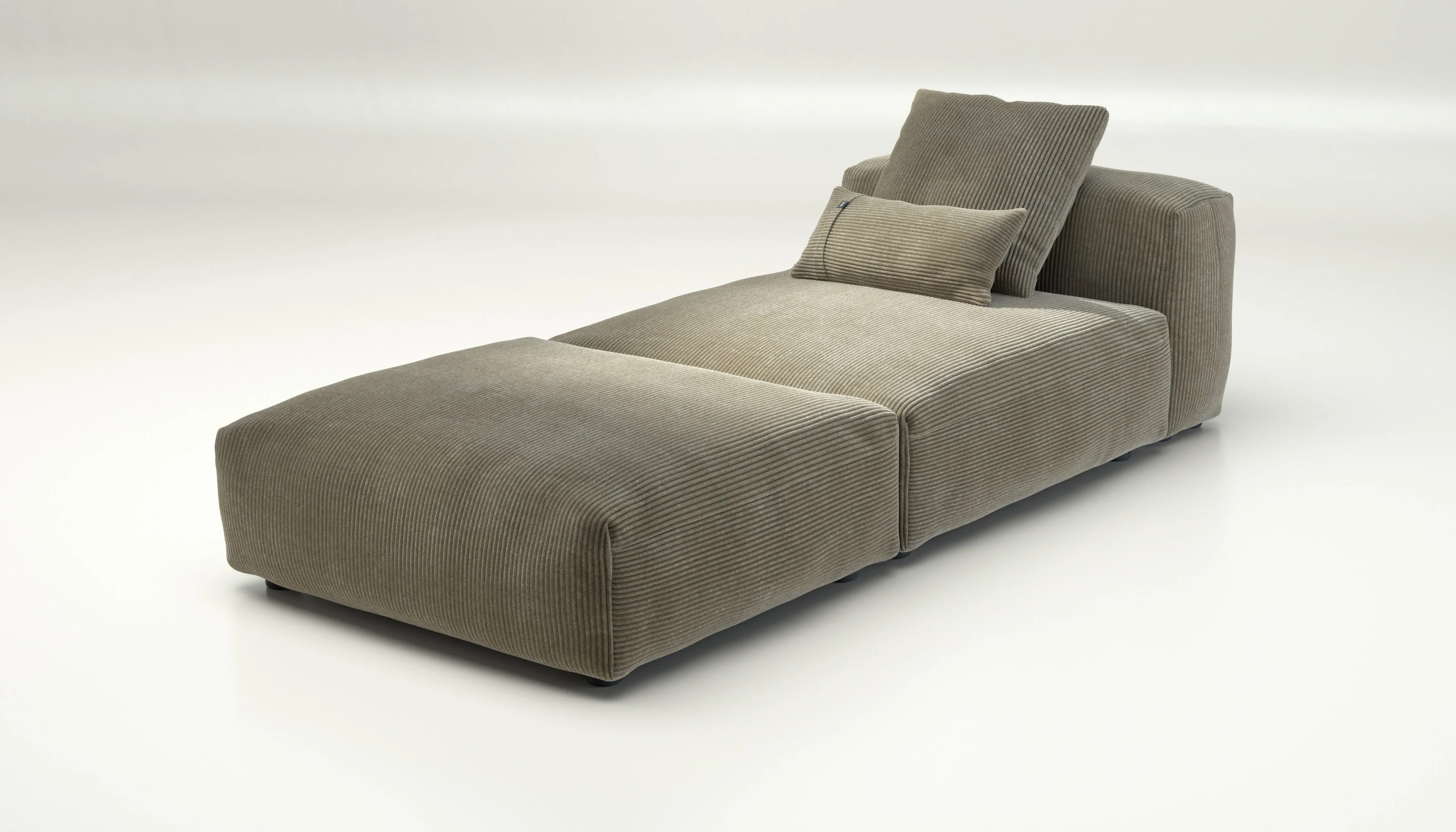 vetsak | Sofa Set 07 - Sun Lounger - Cord Velour - Khaki | Modulares Sofa | 2 Sitzer | Daybed | Chaiselounge - Image 3