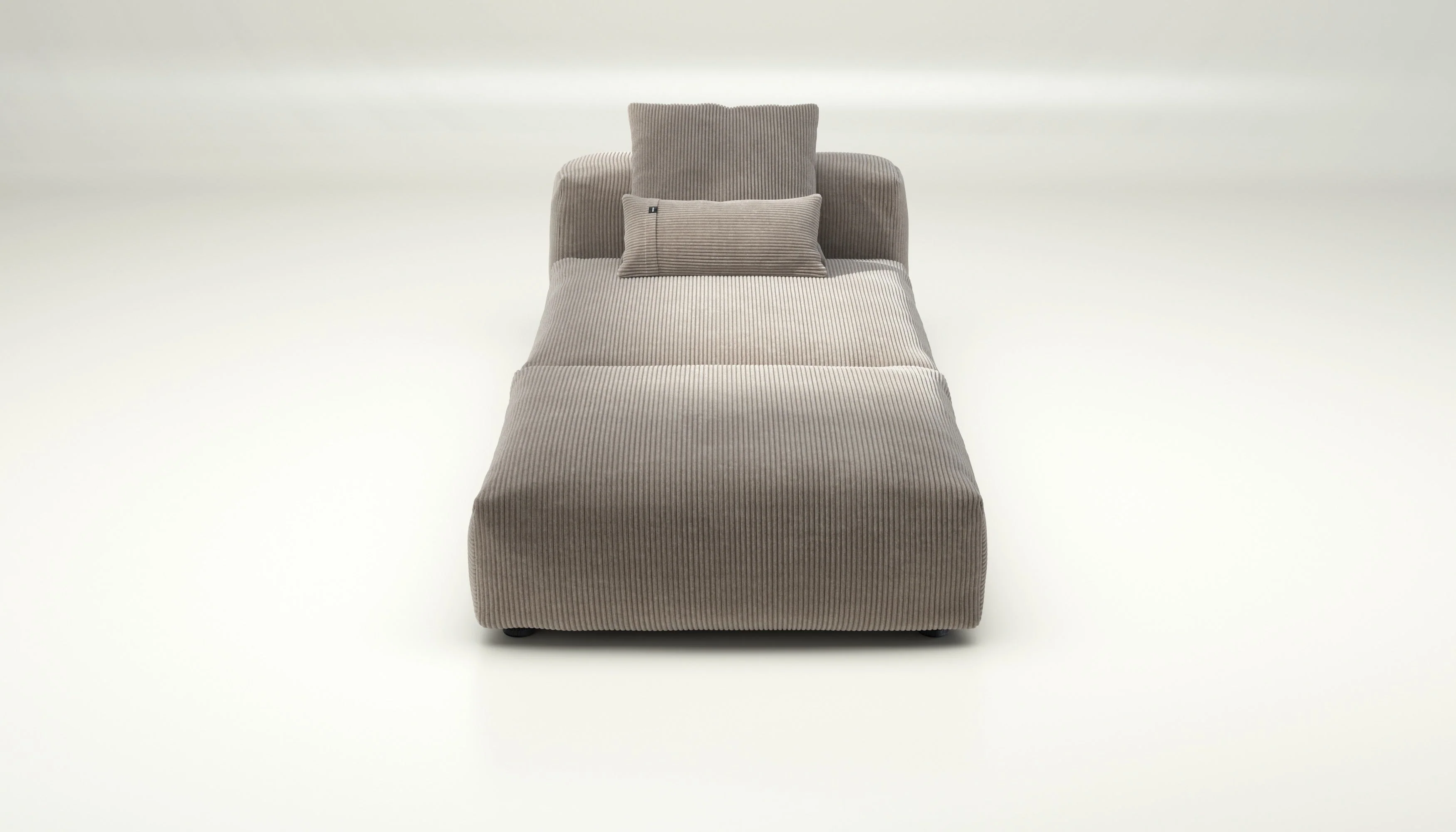 vetsak | Sofa Set 07 - Sun Lounger - Cord Velour - Platinum | Modulares Sofa | 2 Sitzer | Daybed | Chaiselounge