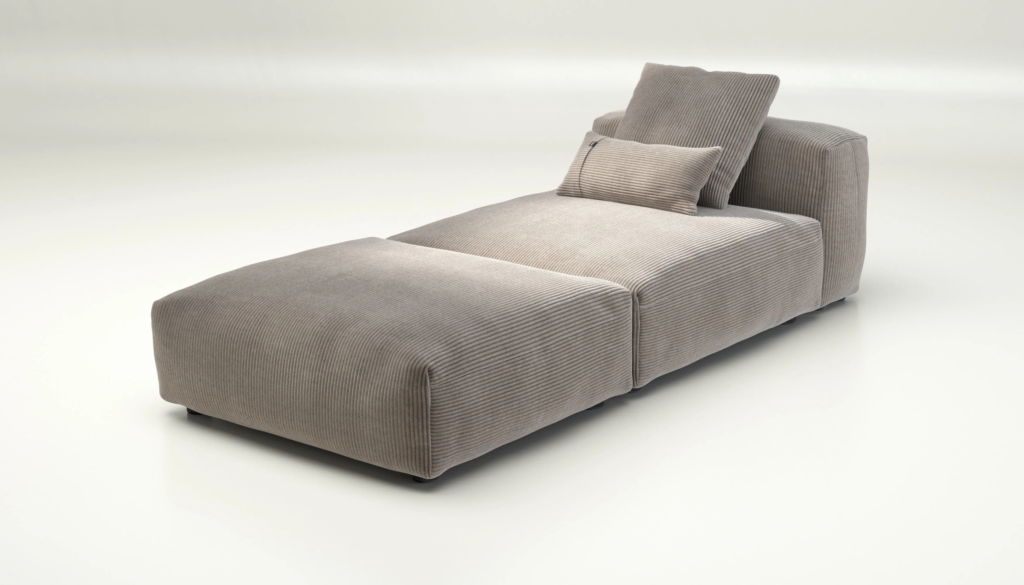 vetsak | Sofa Set 07 - Sun Lounger - Cord Velour - Platinum | Modulares Sofa | 2 Sitzer | Daybed | Chaiselounge - Image 3