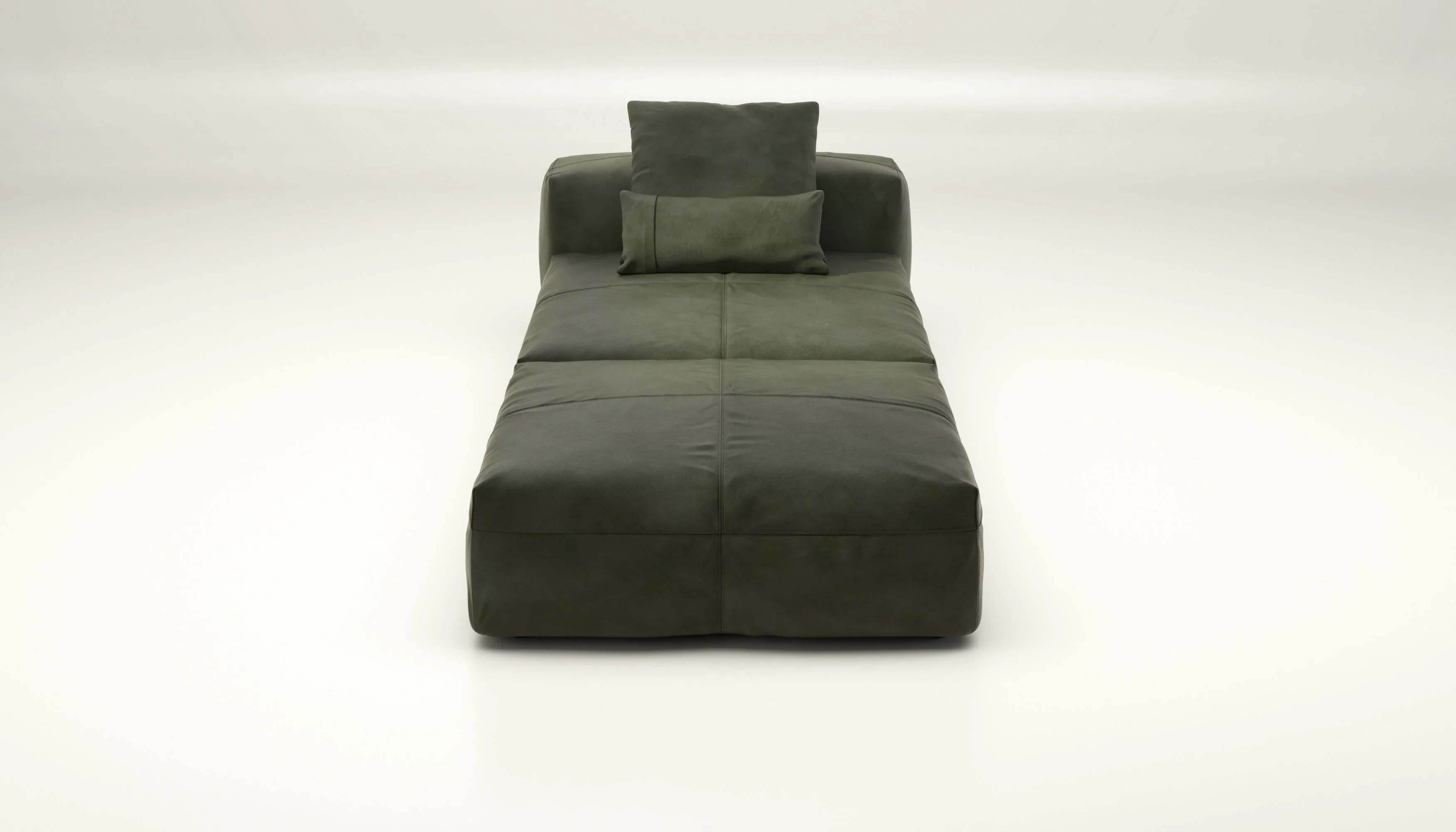vetsak | Sofa Set 07 - Sun Lounger - Leather - Olive | Modulares Sofa | 2 Sitzer | Daybed | Chaiselounge