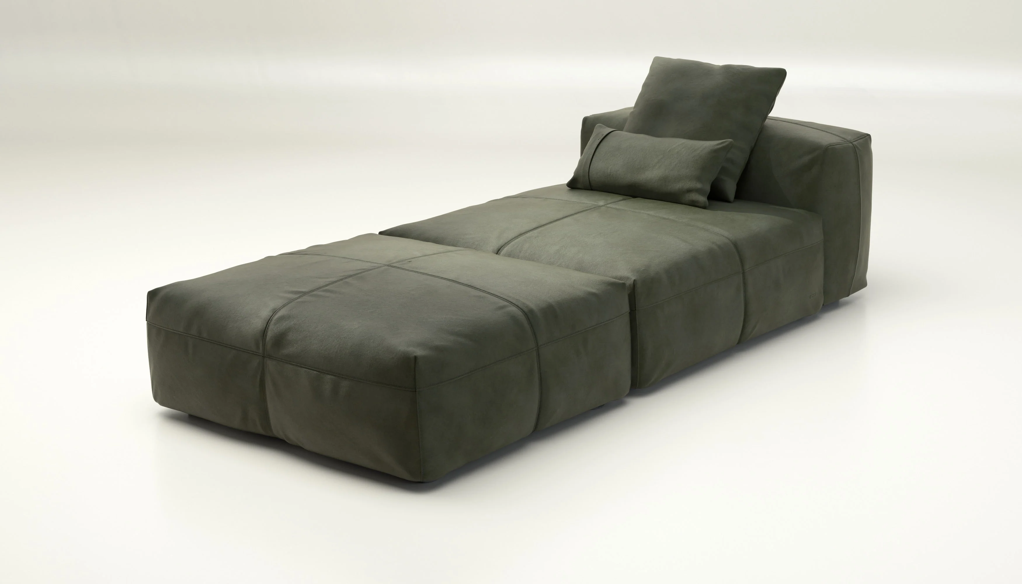 vetsak | Sofa Set 07 - Sun Lounger - Leather - Olive | Modulares Sofa | 2 Sitzer | Daybed | Chaiselounge - Image 3