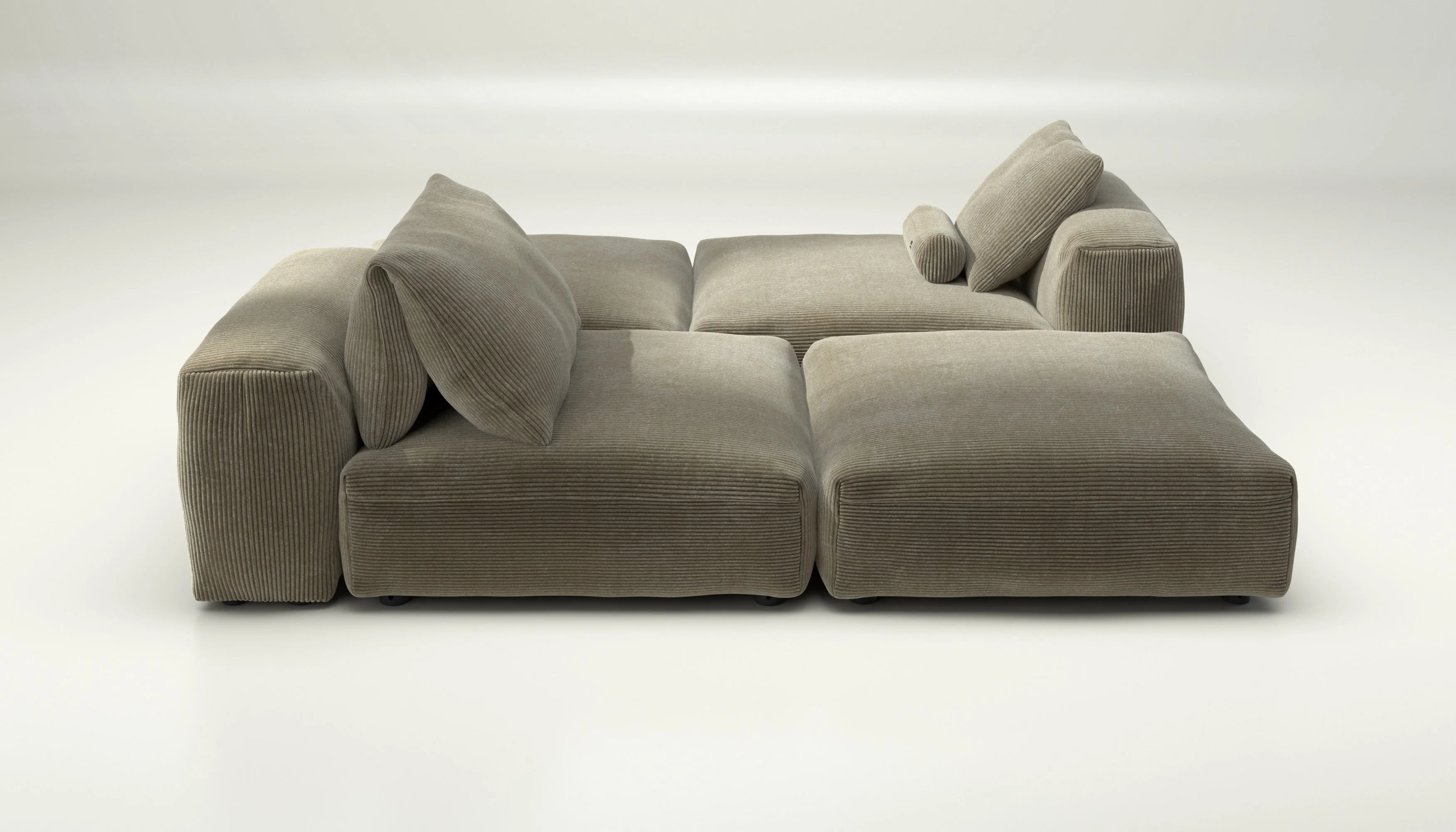vetsak | Sofa Set 08 - Daybed - Cord Velour - Khaki | Modulares Sofa | 6 Sitzer | Outdoor Island | Double lounger