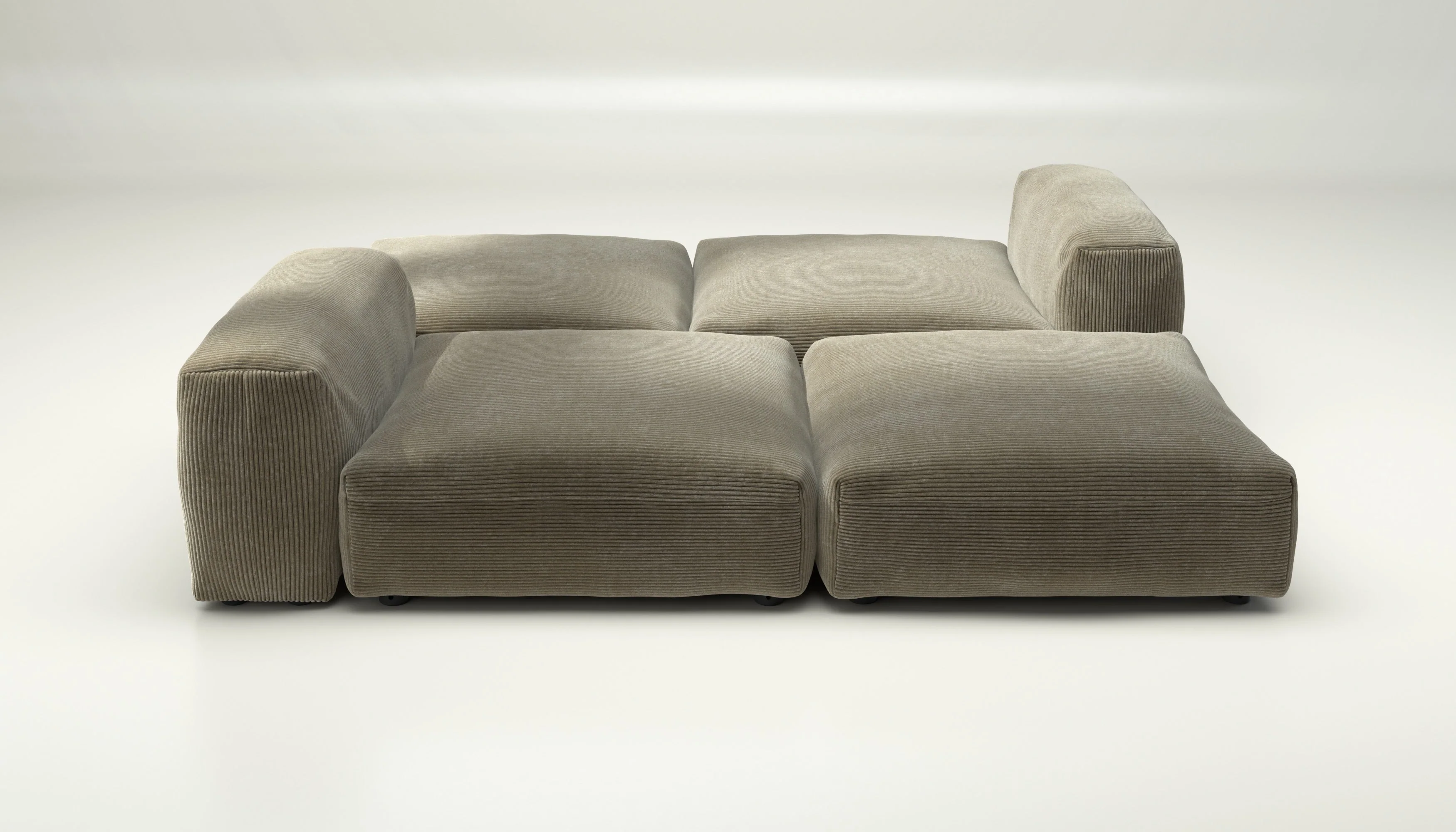 vetsak | Sofa Set 08 - Daybed - Cord Velour - Khaki | Modulares Sofa | 6 Sitzer | Outdoor Island | Double lounger - Image 2