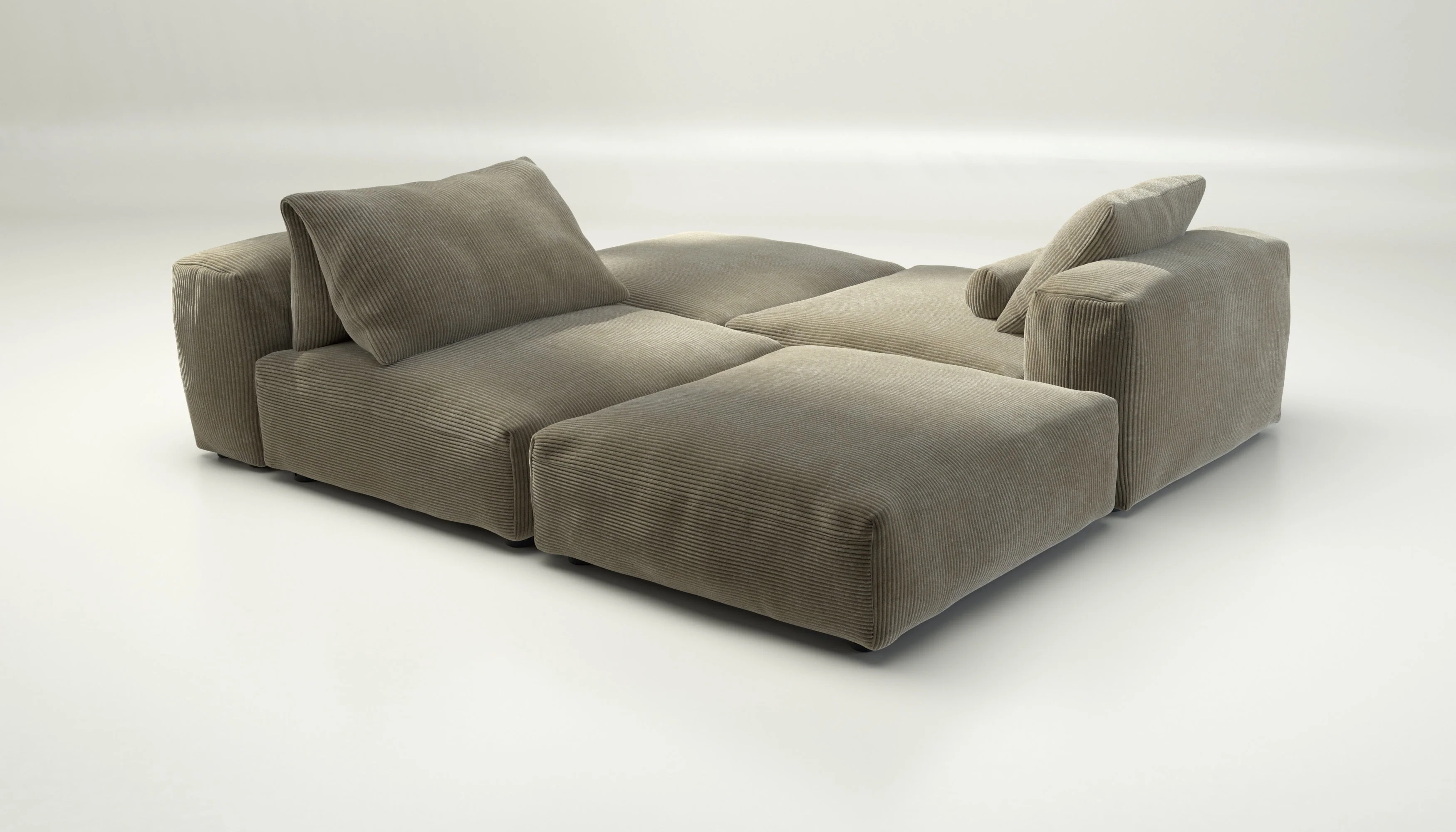 vetsak | Sofa Set 08 - Daybed - Cord Velour - Khaki | Modulares Sofa | 6 Sitzer | Outdoor Island | Double lounger - Image 3