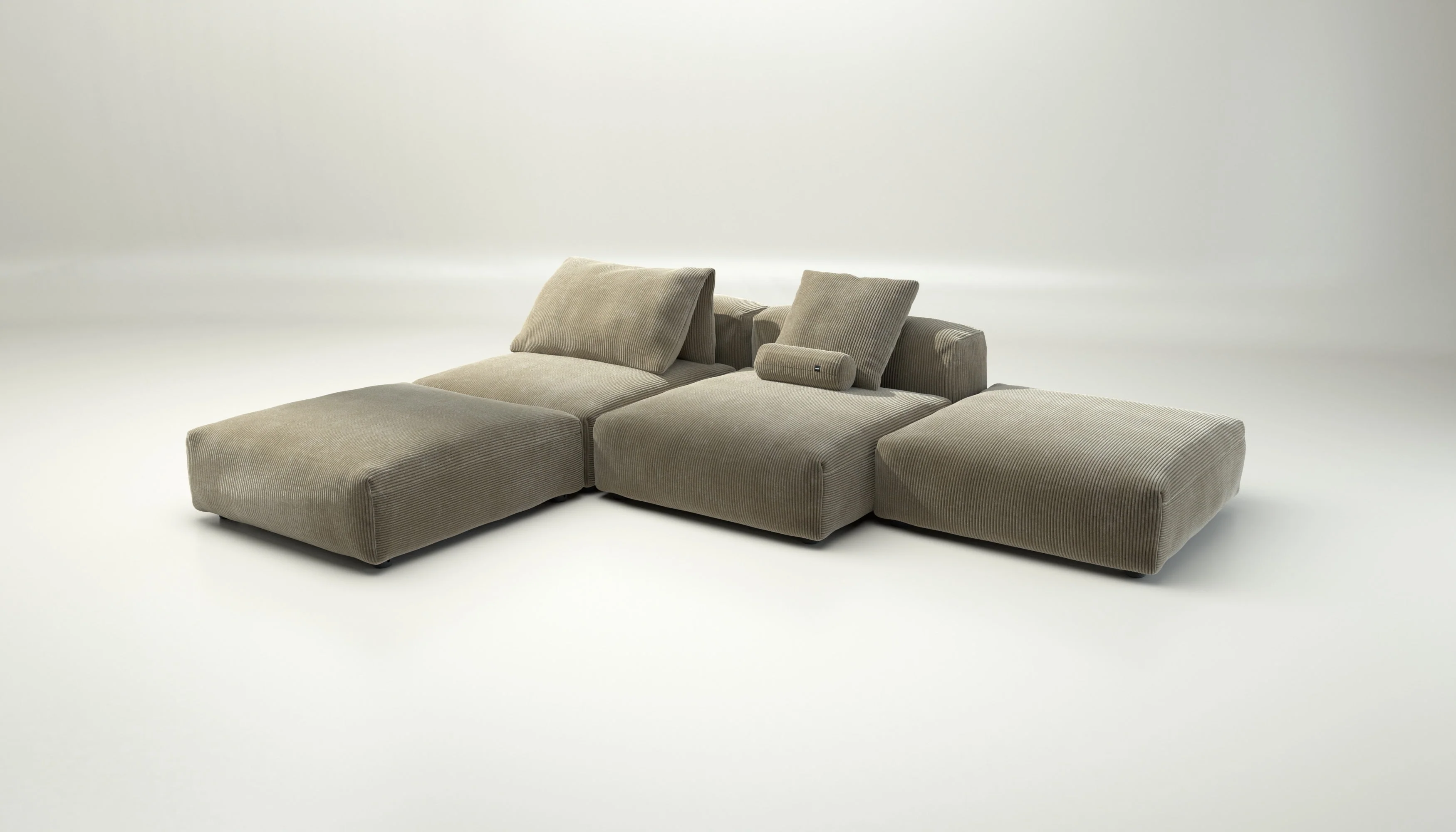 vetsak | Sofa Set 08 - Daybed - Cord Velour - Khaki | Modulares Sofa | 6 Sitzer | Outdoor Island | Double lounger - Image 4