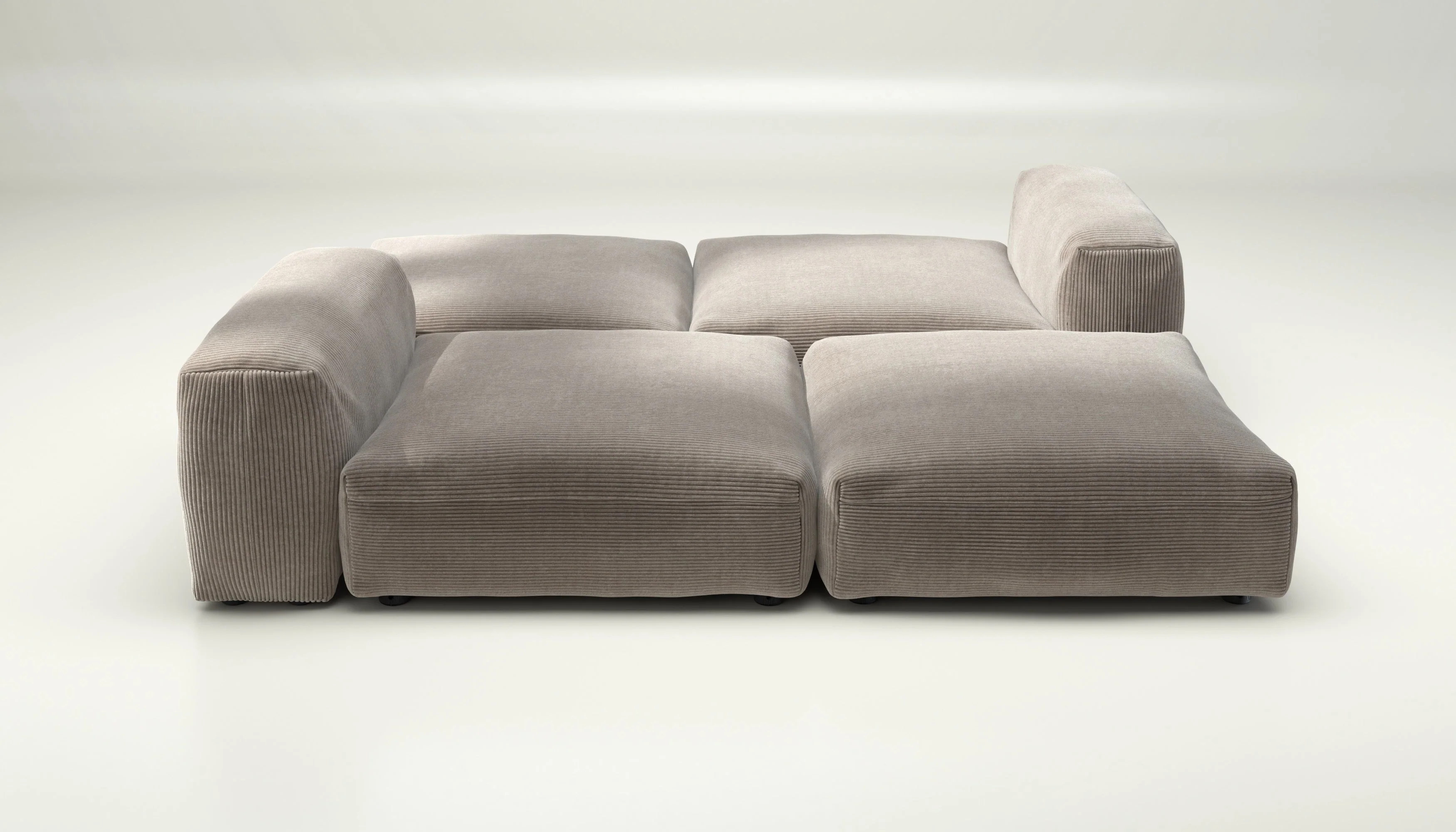 vetsak | Sofa Set 08 - Daybed - Cord Velour - Platinum | Modulares Sofa | 6 Sitzer | Outdoor Island | Double lounger - Image 2
