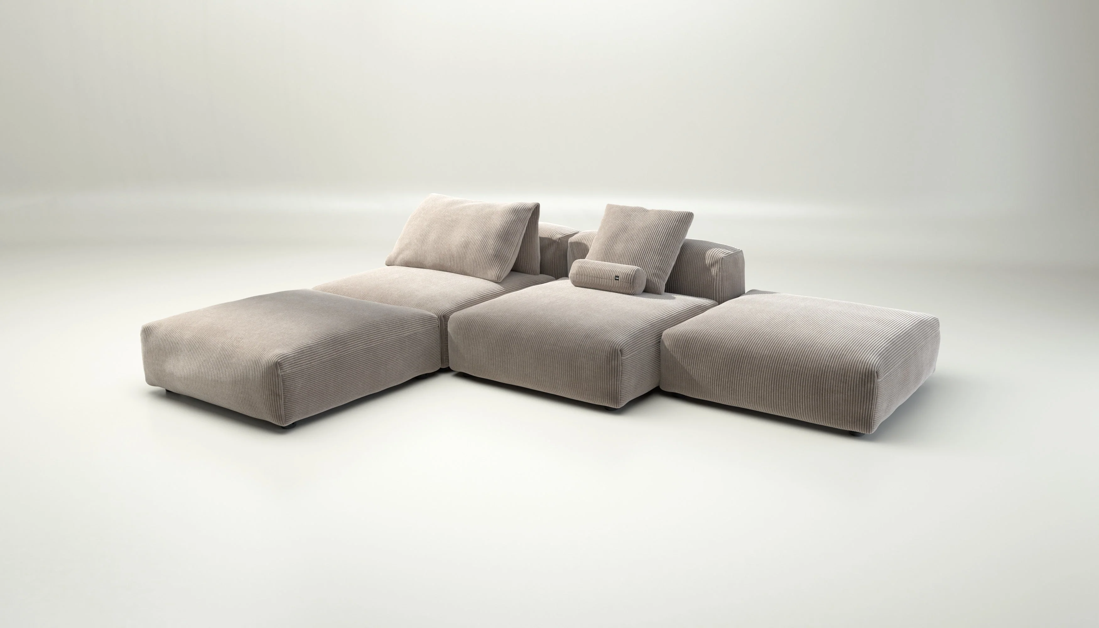 vetsak | Sofa Set 08 - Daybed - Cord Velour - Platinum | Modulares Sofa | 6 Sitzer | Outdoor Island | Double lounger - Image 4