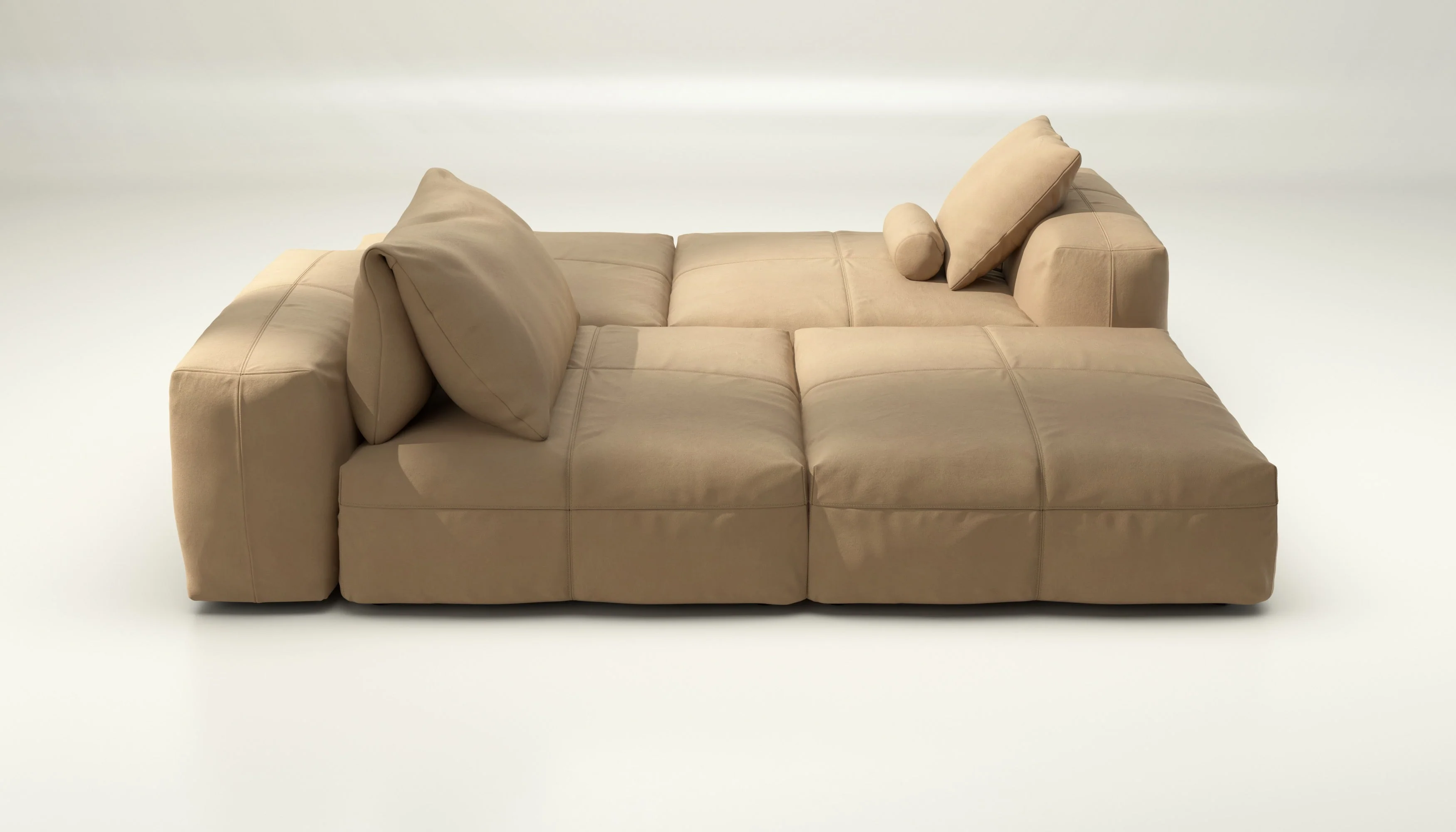 vetsak | Sofa Set 08 - Daybed - Leather - Beige | Modulares Sofa | 6 Sitzer | Outdoor Island | Double lounger