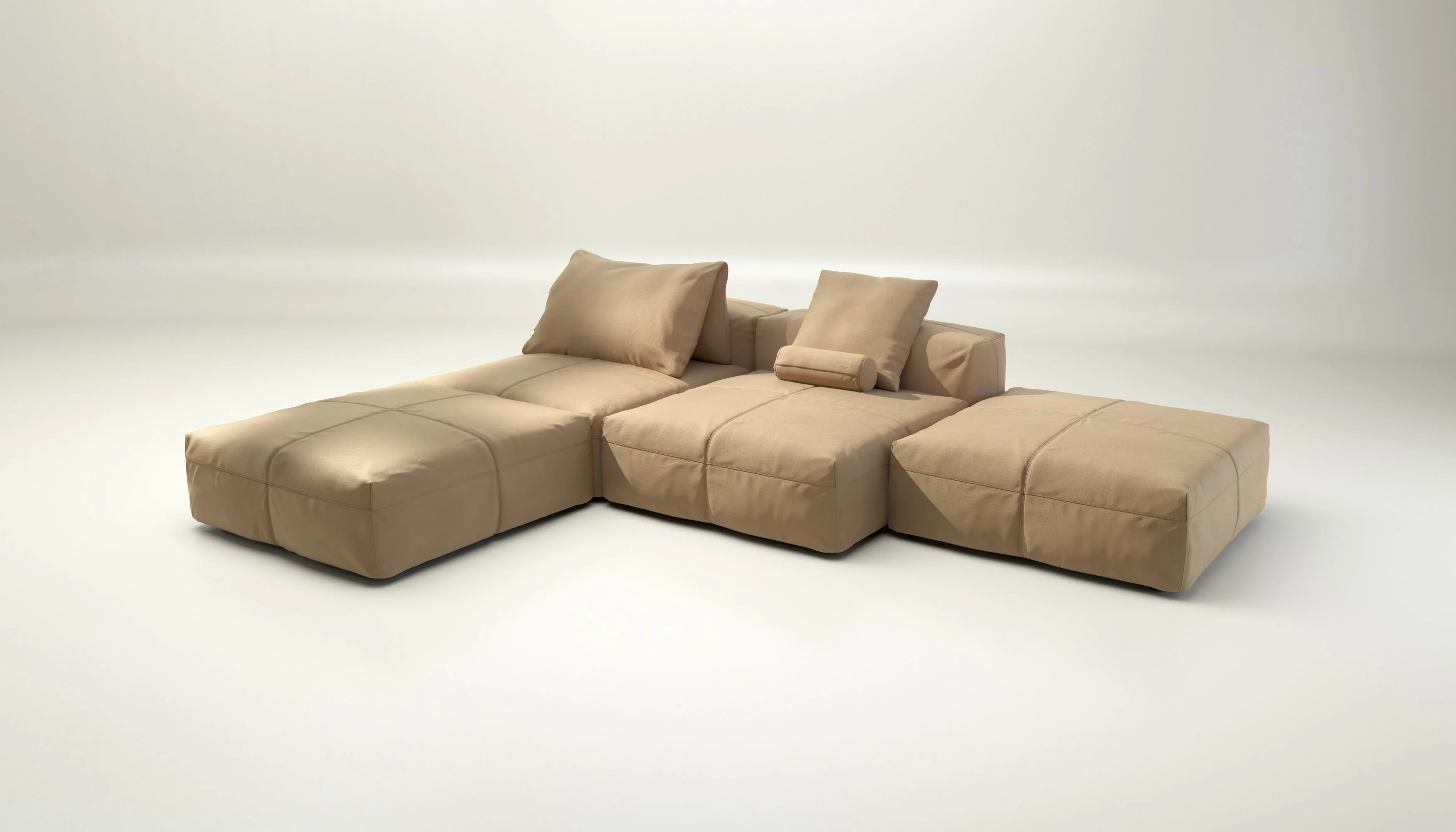 vetsak | Sofa Set 08 - Daybed - Leather - Beige | Modulares Sofa | 6 Sitzer | Outdoor Island | Double lounger - Image 4