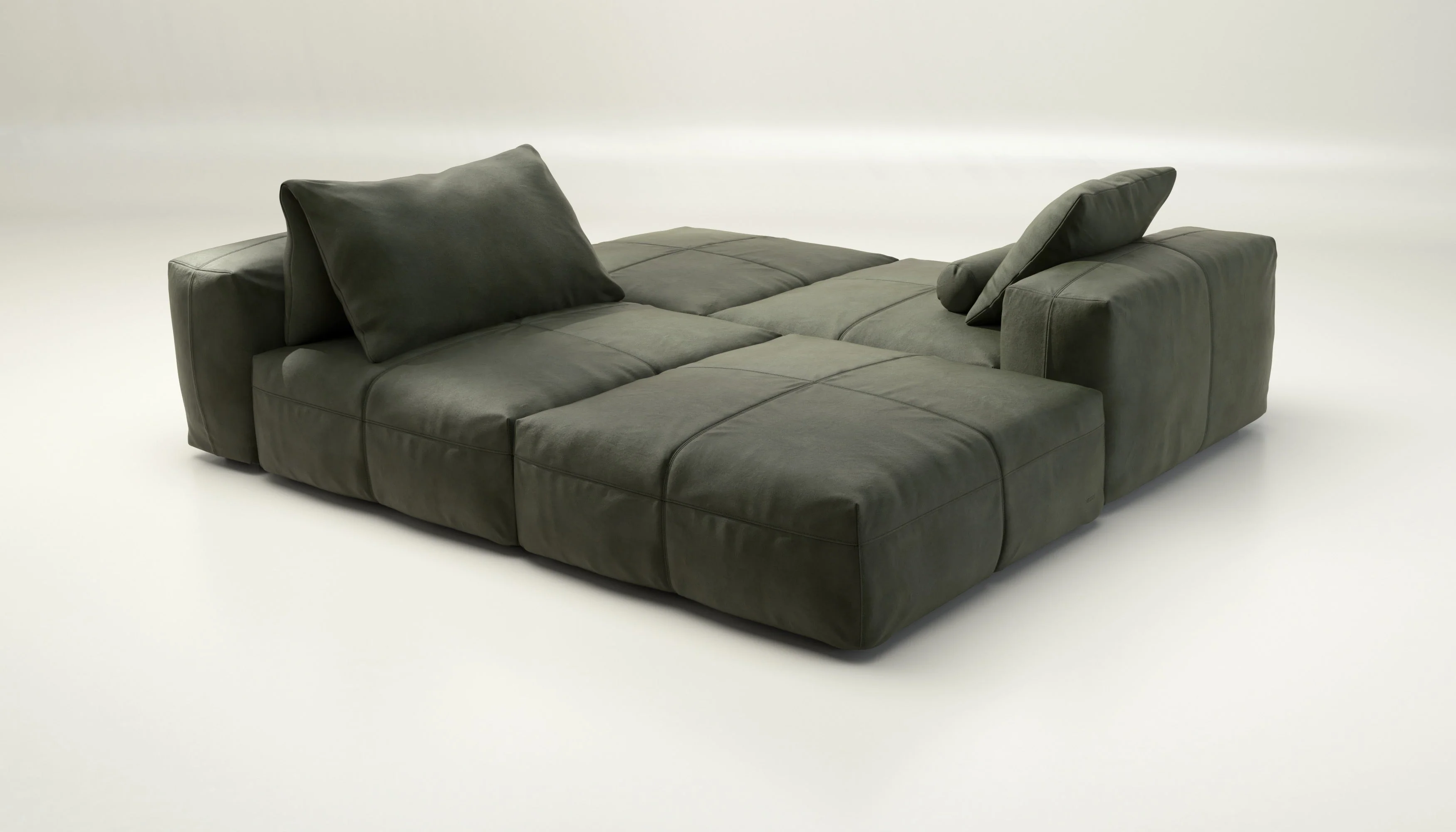 vetsak | Sofa Set 08 - Daybed - Leather - Olive | Modulares Sofa | 6 Sitzer | Outdoor Island | Double lounger - Image 3