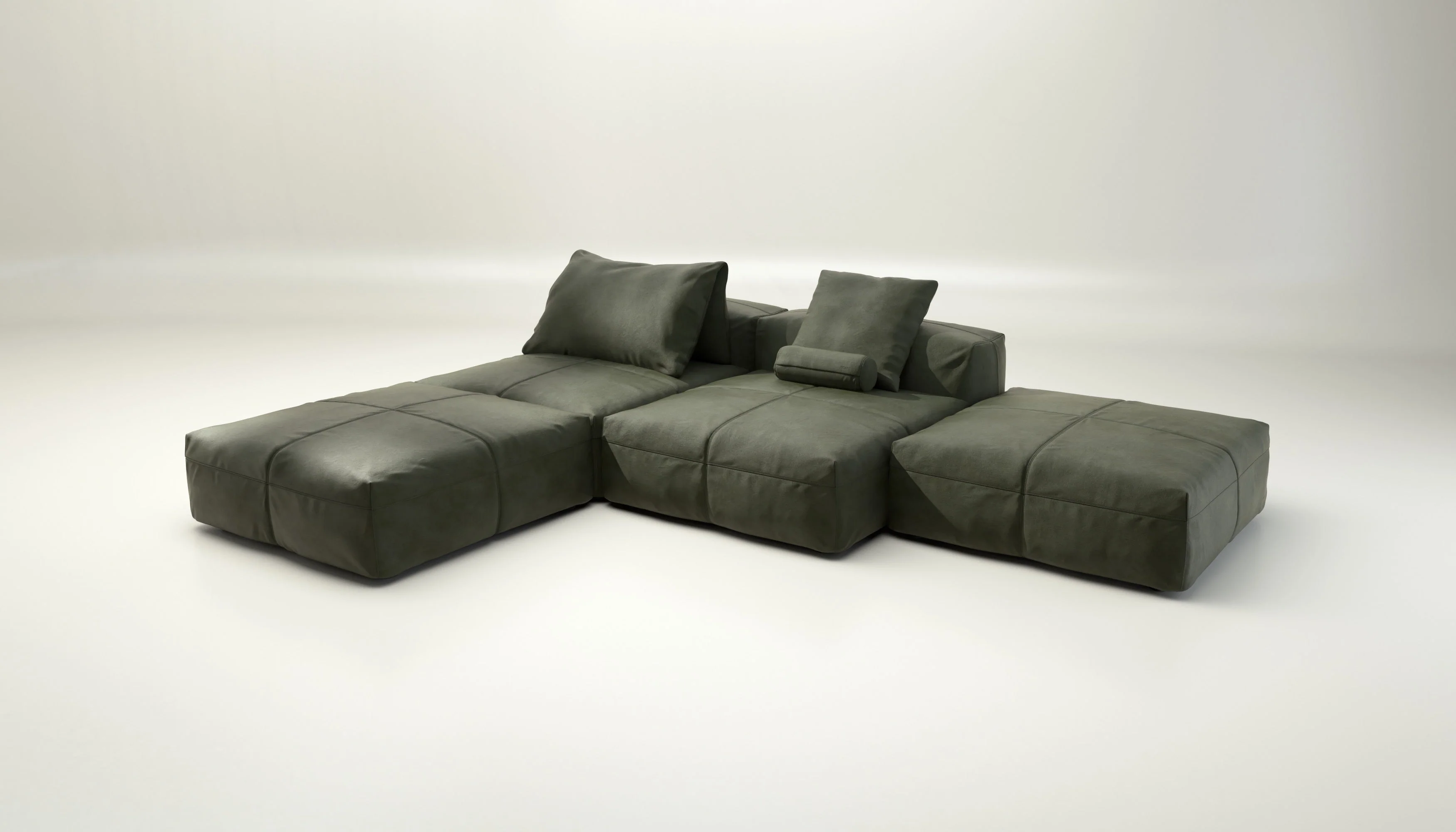 vetsak | Sofa Set 08 - Daybed - Leather - Olive | Modulares Sofa | 6 Sitzer | Outdoor Island | Double lounger - Image 4