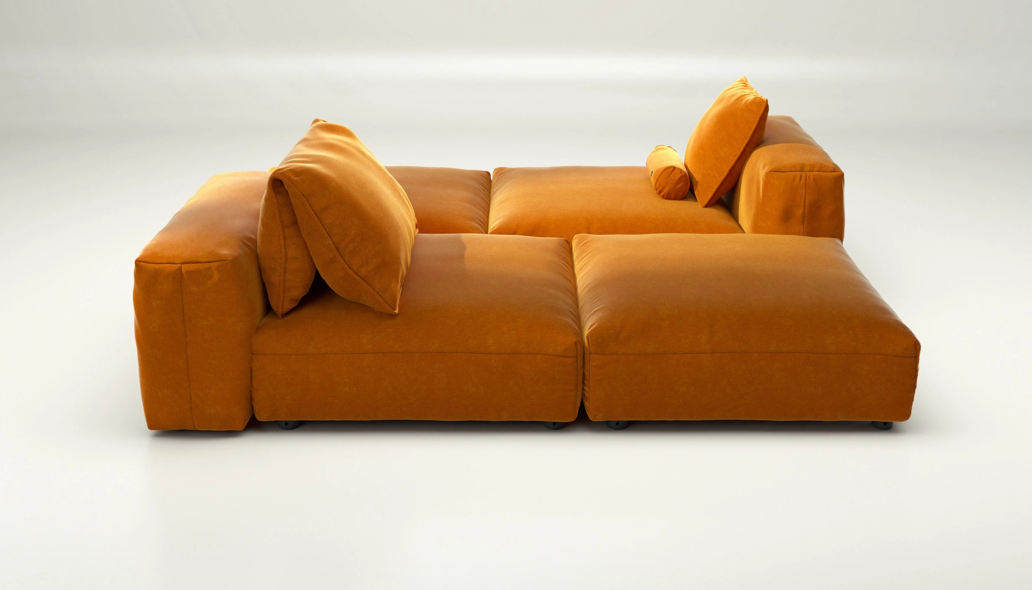 vetsak | Sofa Set 08 - Daybed - Suave - Orange Blaze | Modulares Sofa | 6 Sitzer | Outdoor Island | Double lounger