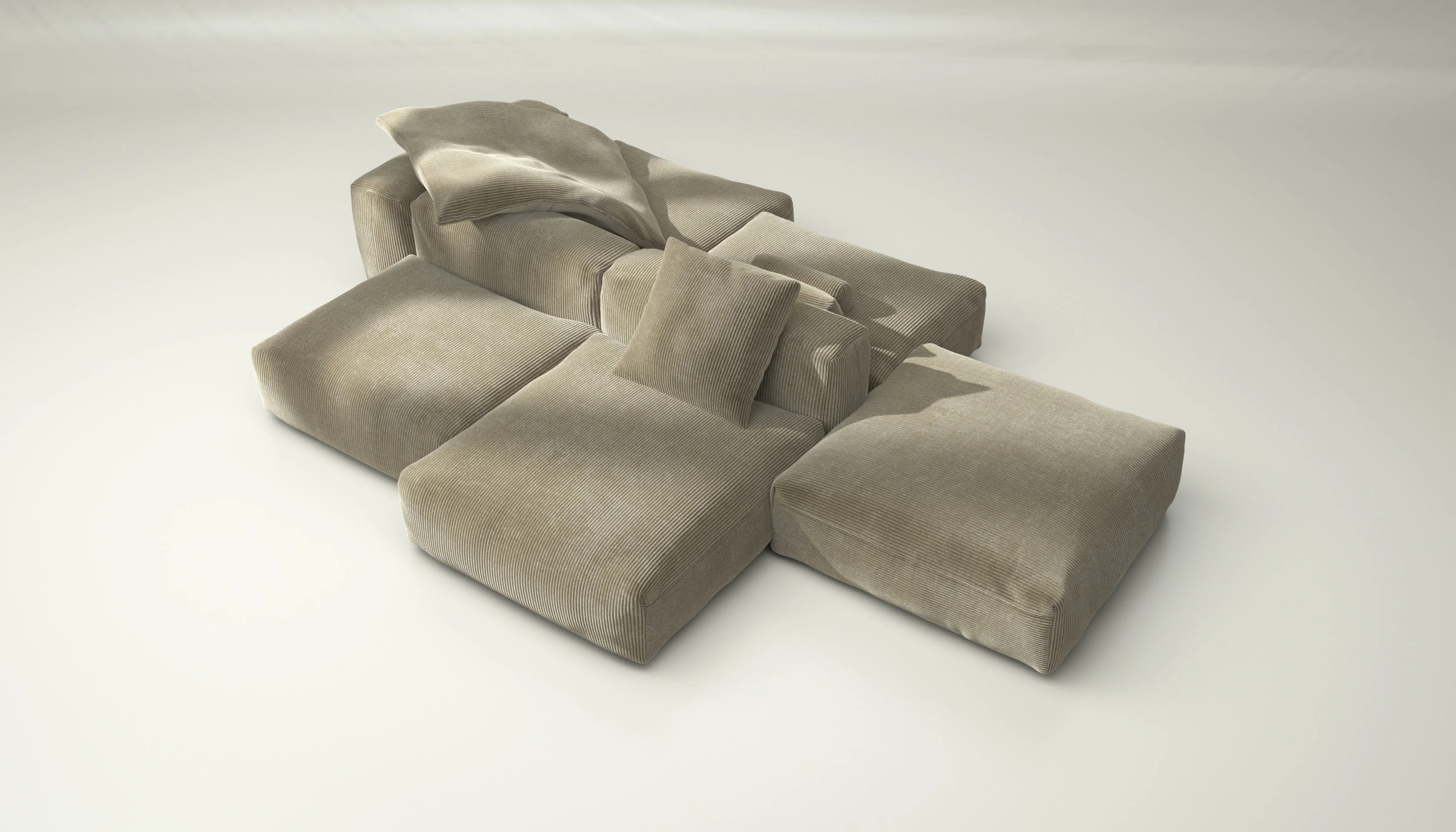 vetsak | Sofa Set 09 - The Island - Cord Velour - Khaki | Modulares Sofa | 7 Sitzer | Sofa Island - Image 3