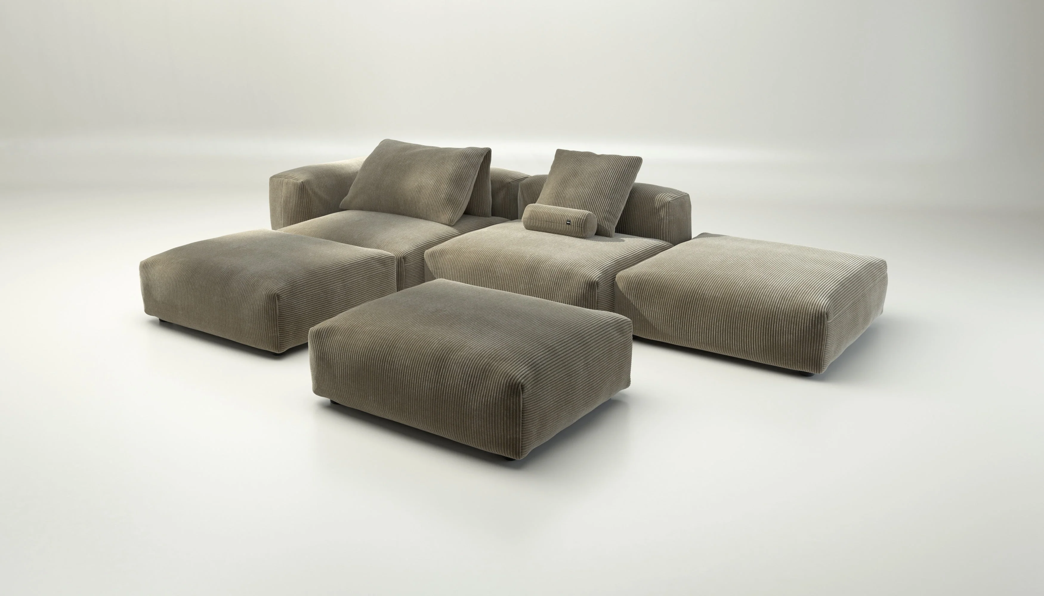 vetsak | Sofa Set 09 - The Island - Cord Velour - Khaki | Modulares Sofa | 7 Sitzer | Sofa Island - Image 4