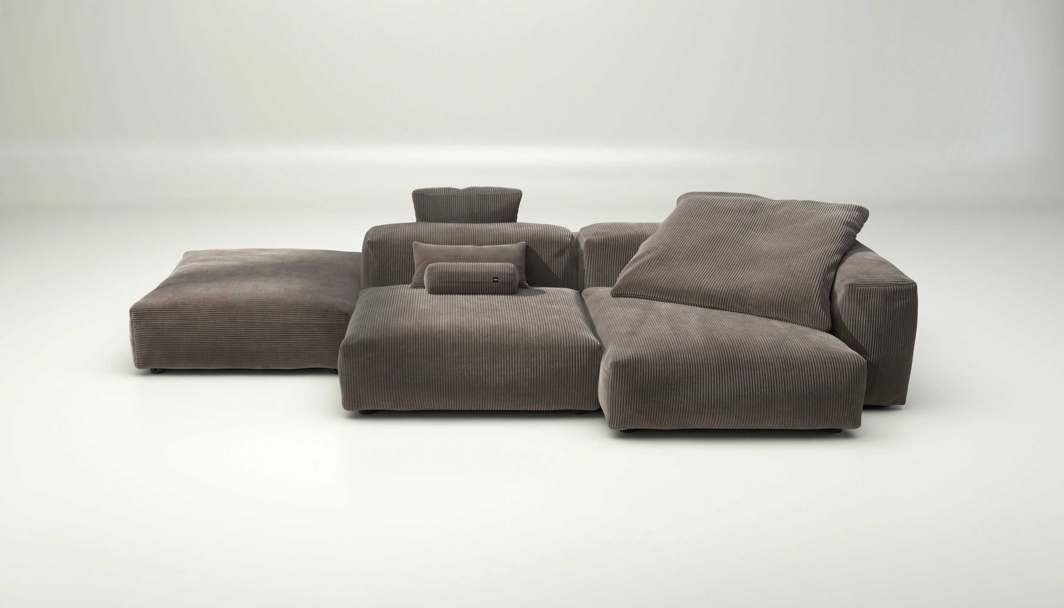 vetsak | Sofa Set 09 - The Island - Cord Velour - Mocha | Modulares Sofa | 7 Sitzer | Sofa Island