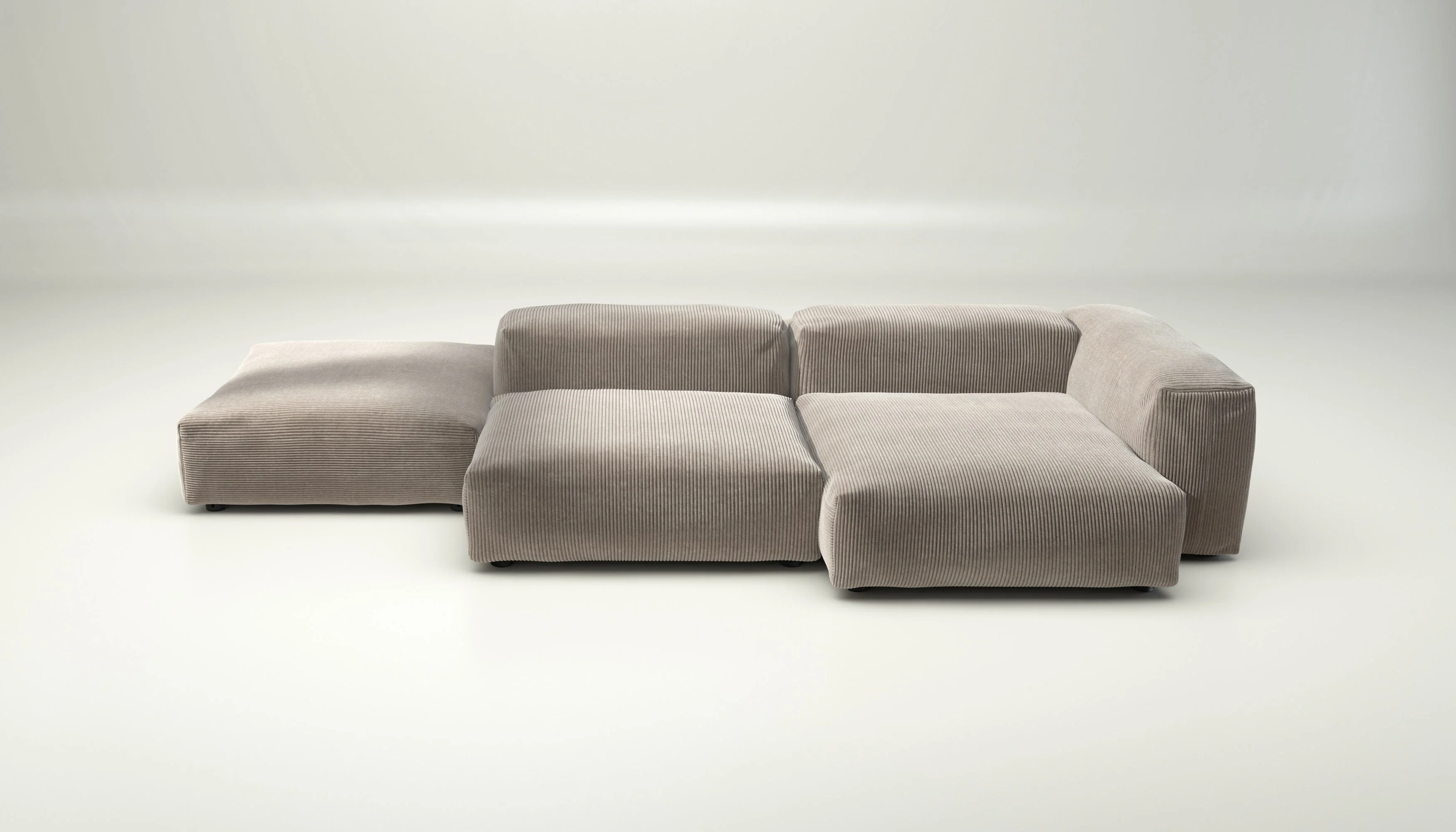 vetsak | Sofa Set 09 - The Island - Cord Velour - Platinum | Modulares Sofa | 7 Sitzer | Sofa Island - Image 2