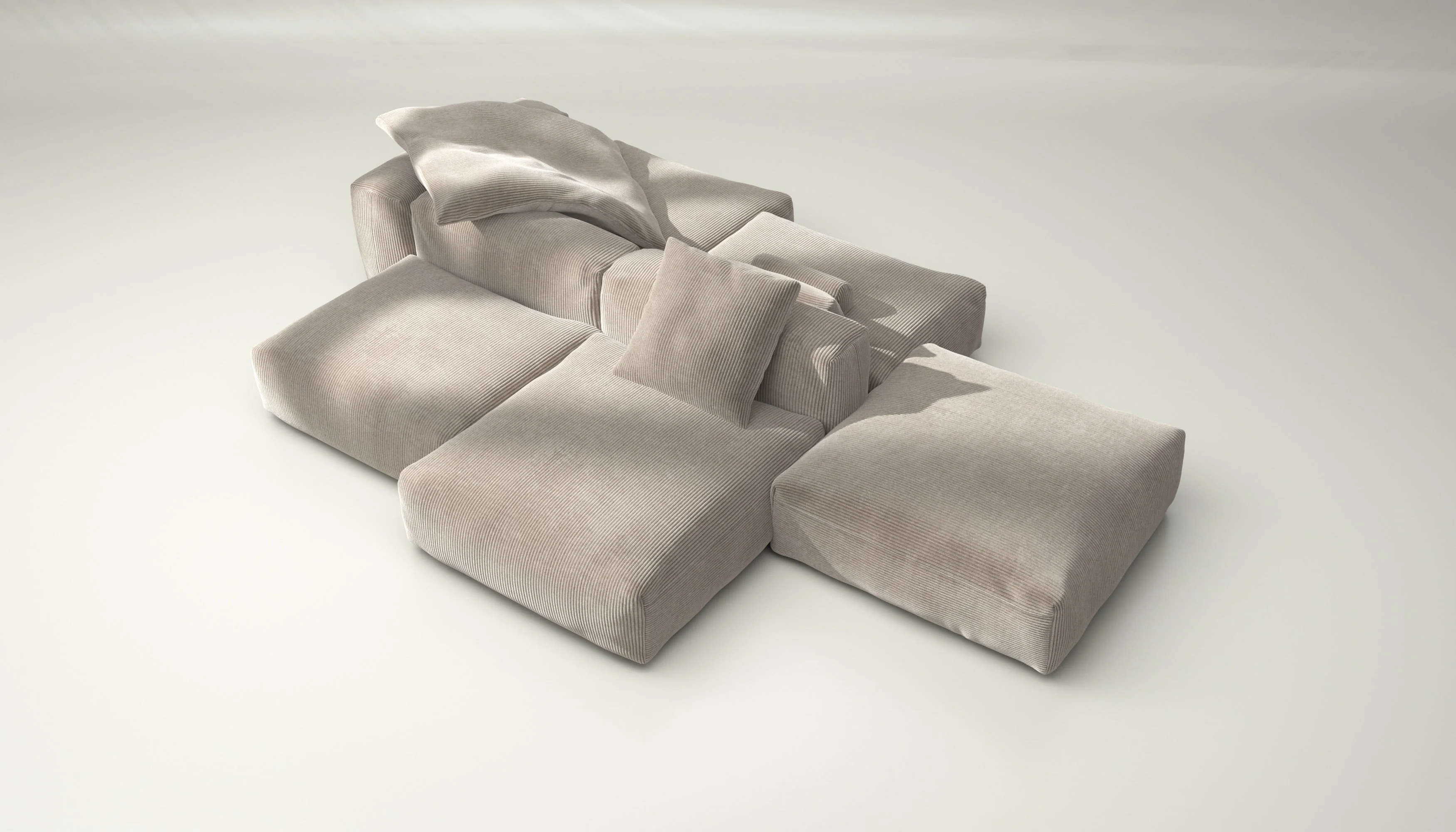 vetsak | Sofa Set 09 - The Island - Cord Velour - Platinum | Modulares Sofa | 7 Sitzer | Sofa Island - Image 3