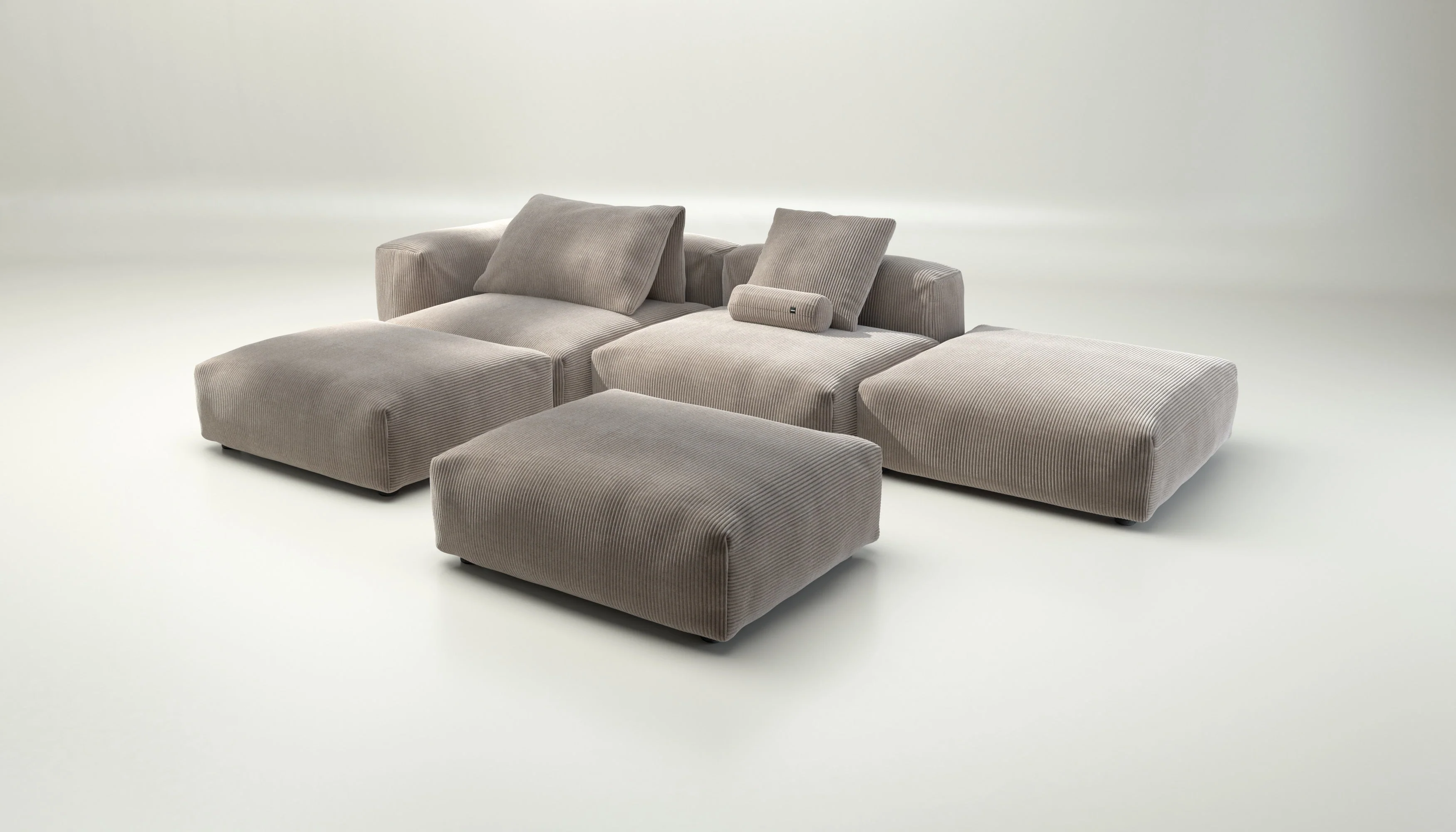 vetsak | Sofa Set 09 - The Island - Cord Velour - Platinum | Modulares Sofa | 7 Sitzer | Sofa Island - Image 4