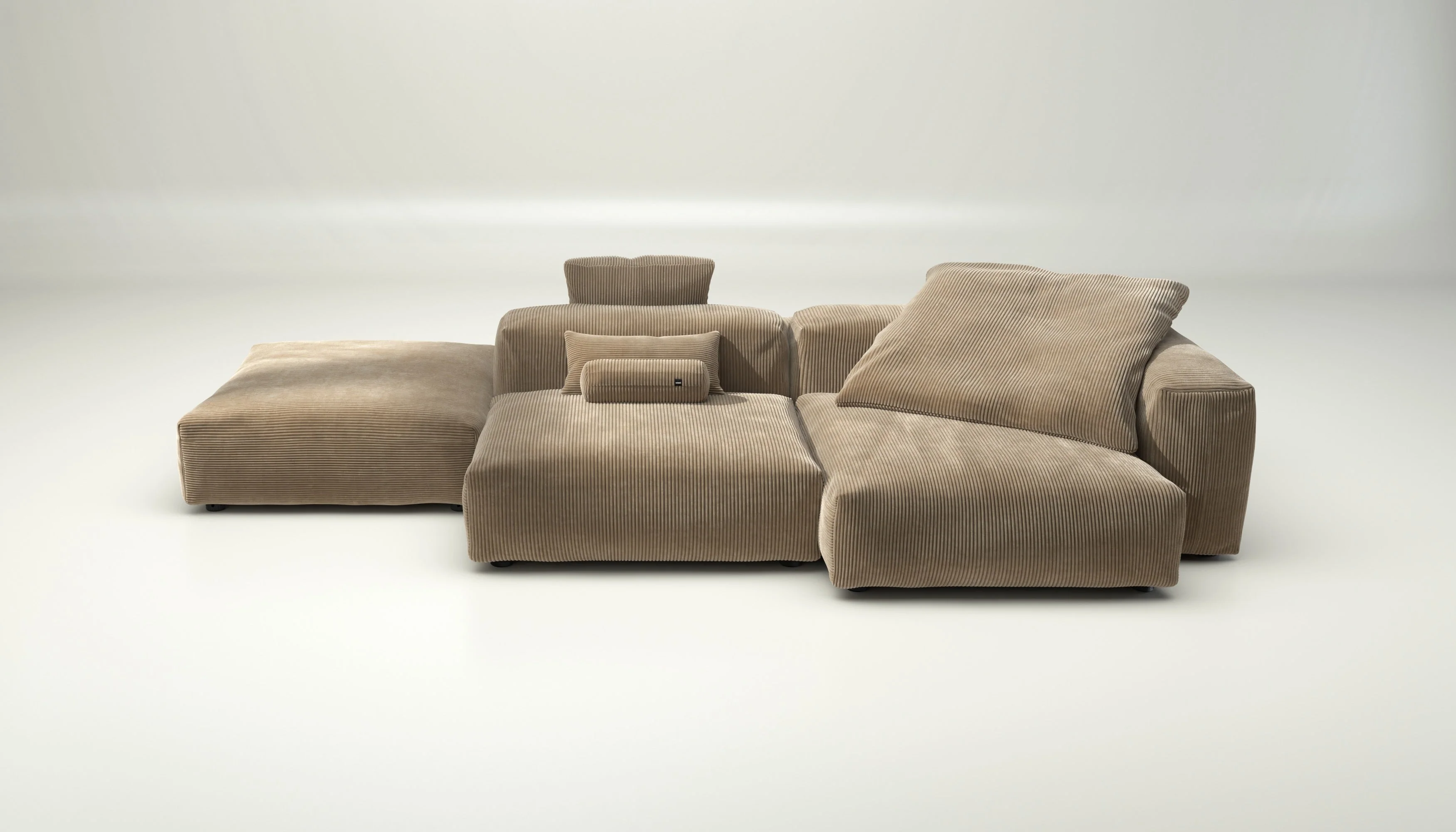 vetsak | Sofa Set 09 - The Island - Cord Velour - Sand | Modulares Sofa | 7 Sitzer | Sofa Island