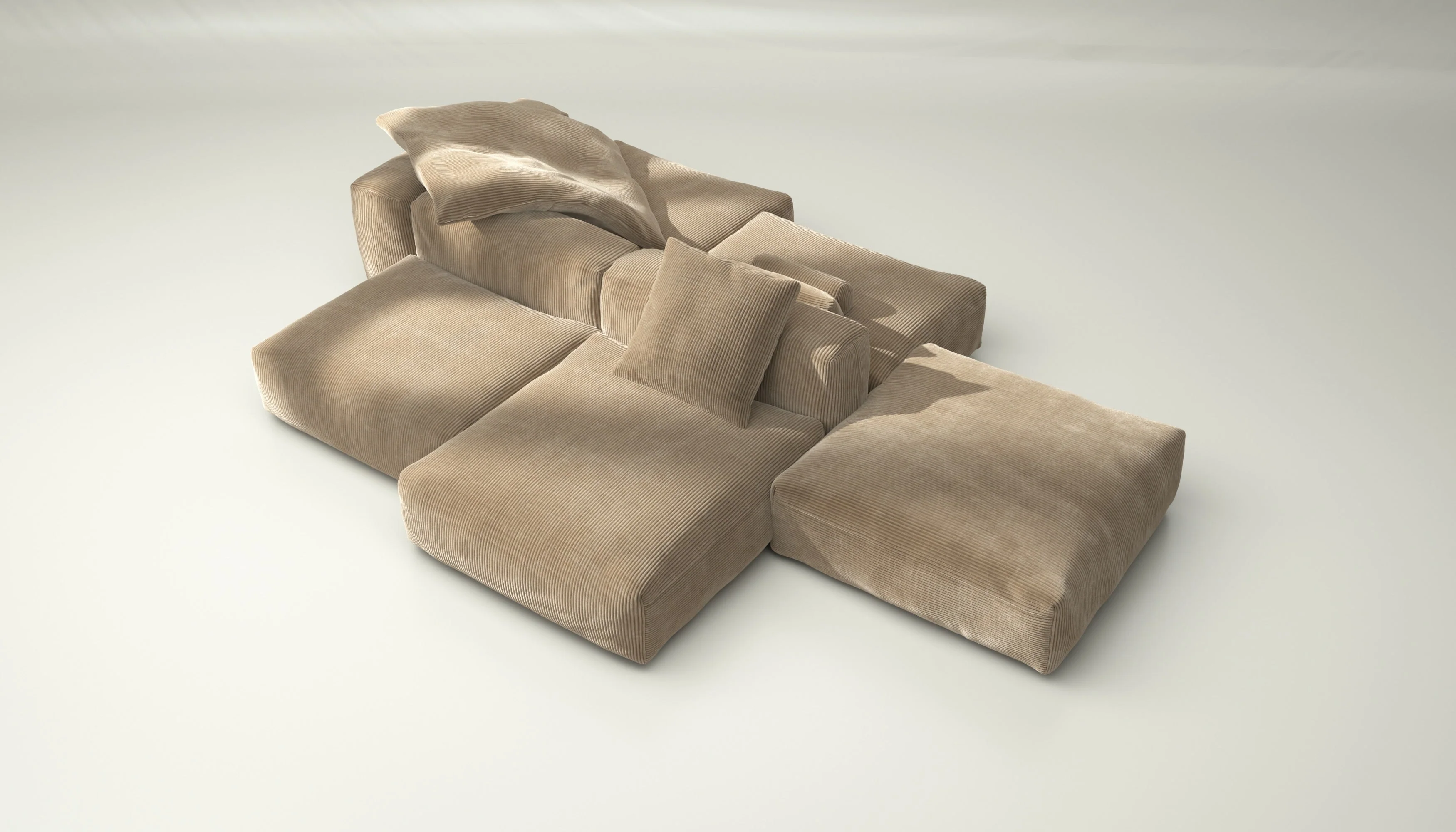 vetsak | Sofa Set 09 - The Island - Cord Velour - Sand | Modulares Sofa | 7 Sitzer | Sofa Island - Image 3