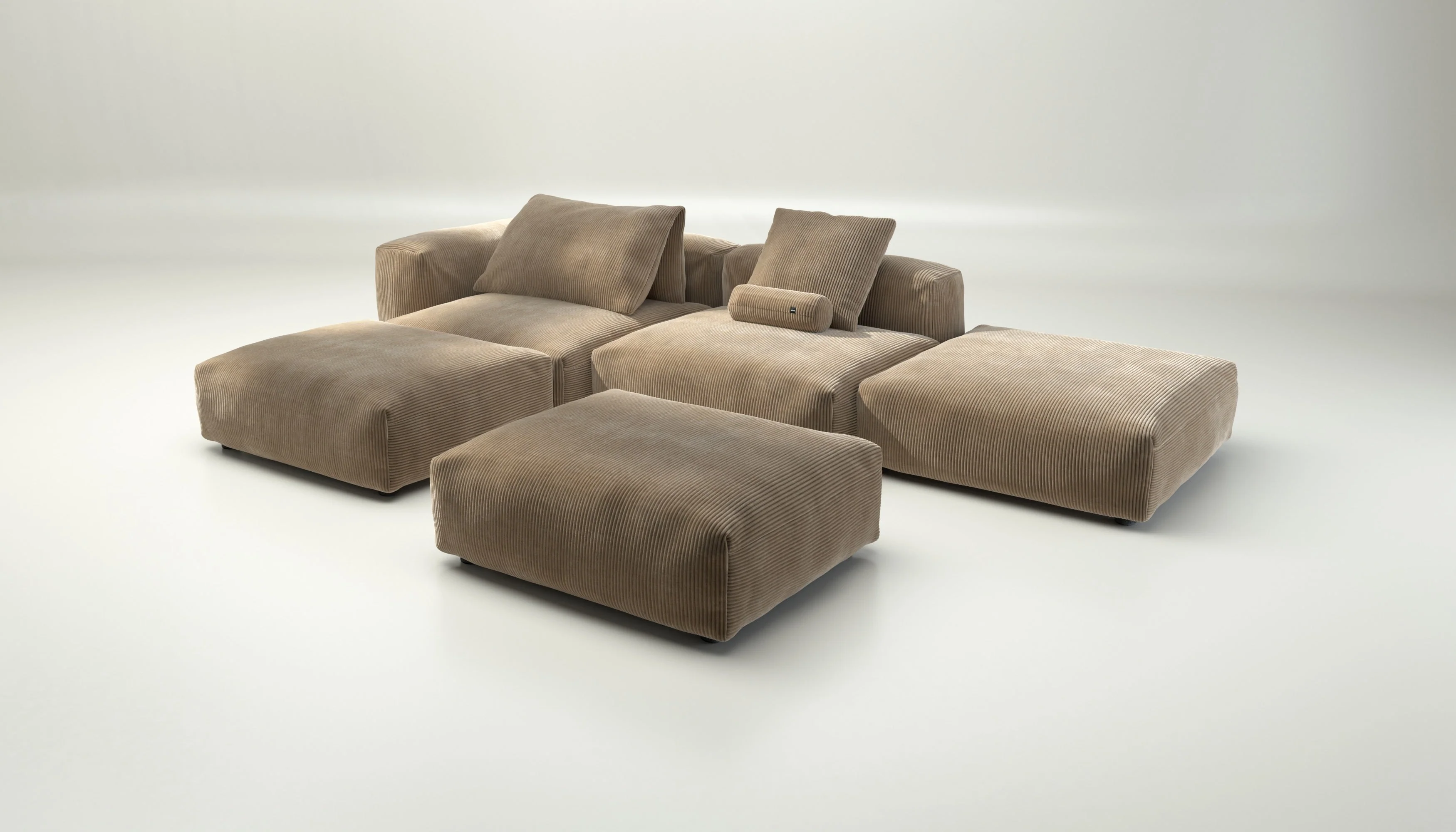 vetsak | Sofa Set 09 - The Island - Cord Velour - Sand | Modulares Sofa | 7 Sitzer | Sofa Island - Image 4