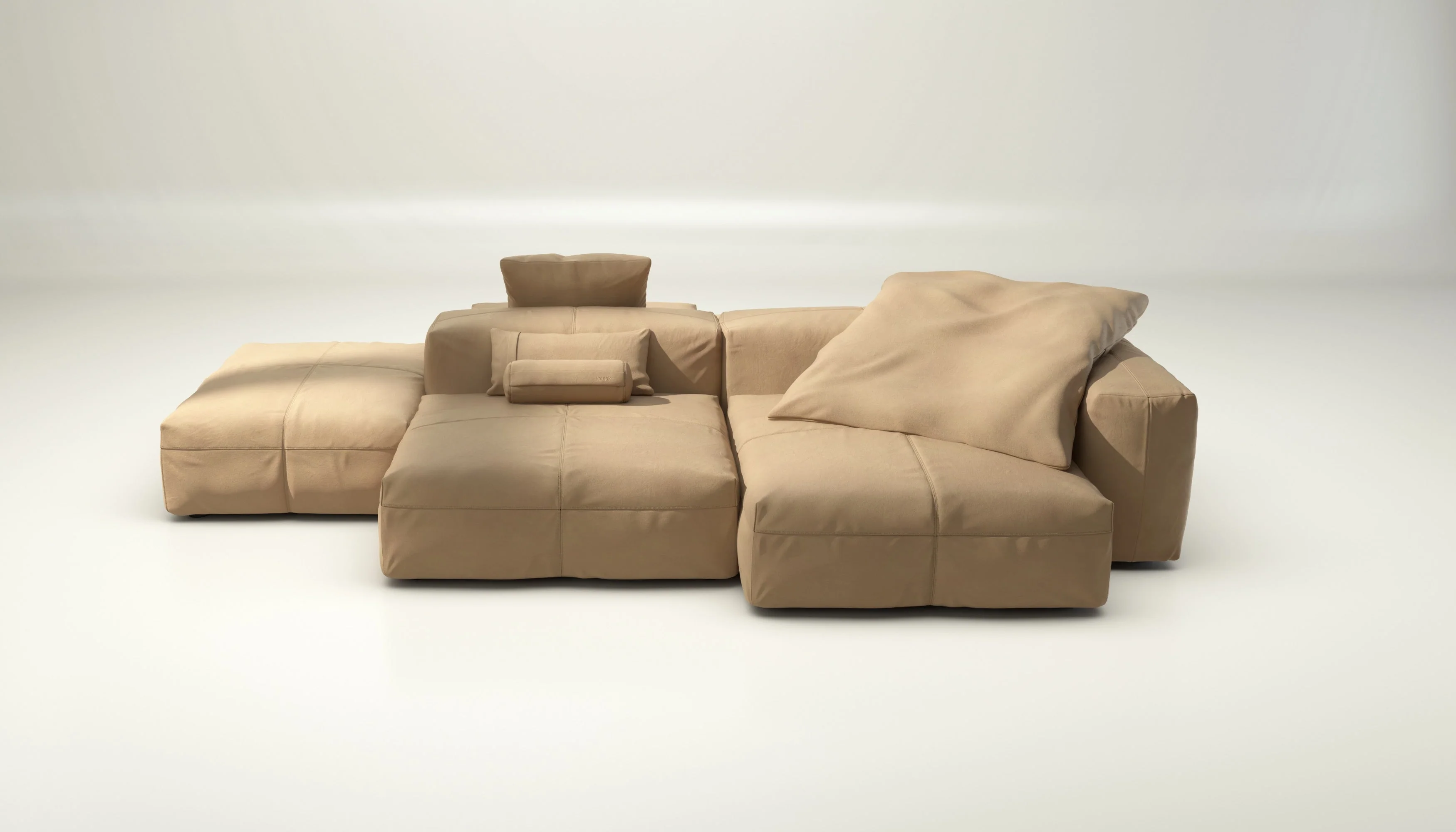 vetsak | Sofa Set 09 - The Island - Leather - Beige | Modulares Sofa | 7 Sitzer | Sofa Island