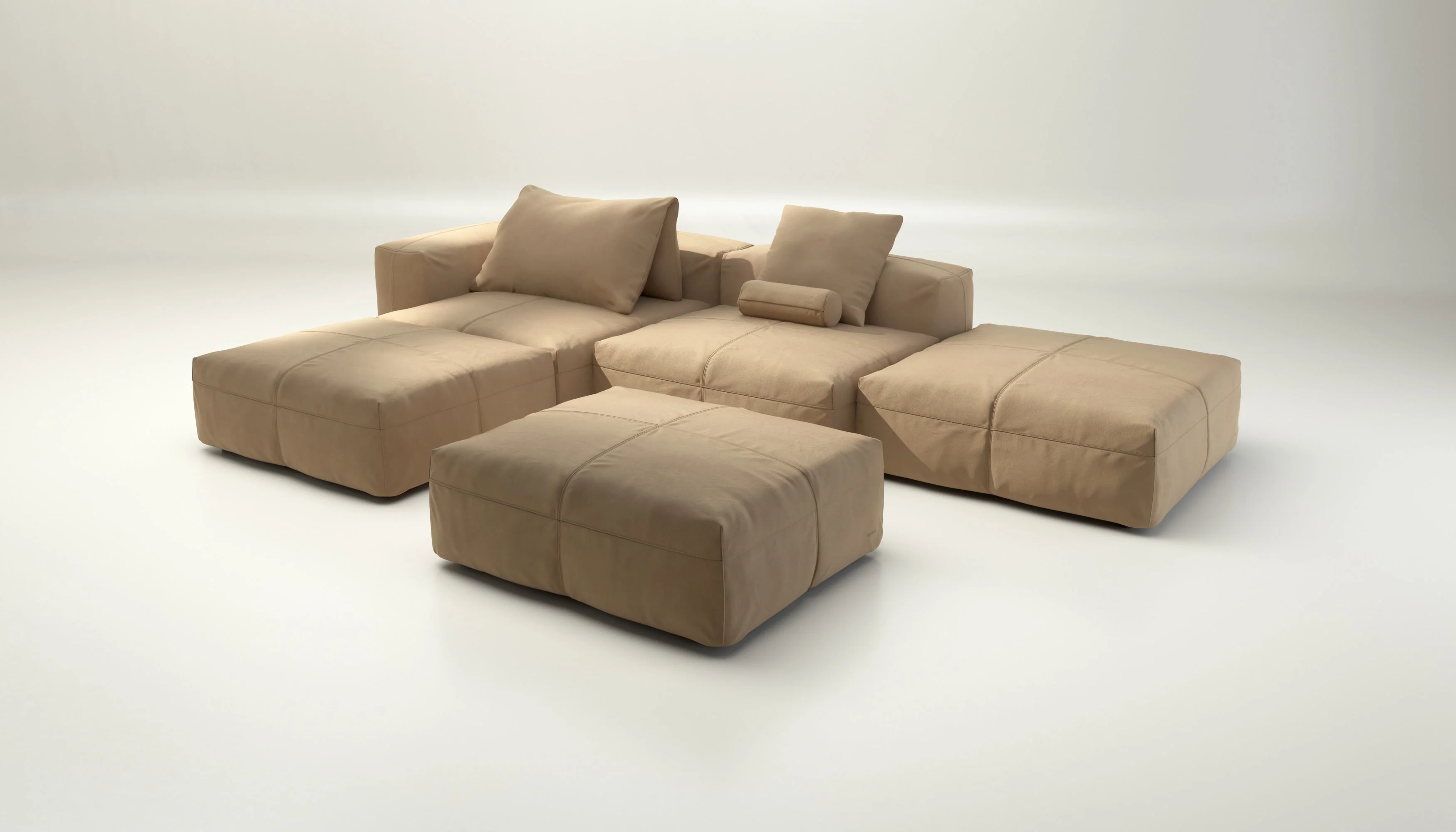 vetsak | Sofa Set 09 - The Island - Leather - Beige | Modulares Sofa | 7 Sitzer | Sofa Island - Image 4