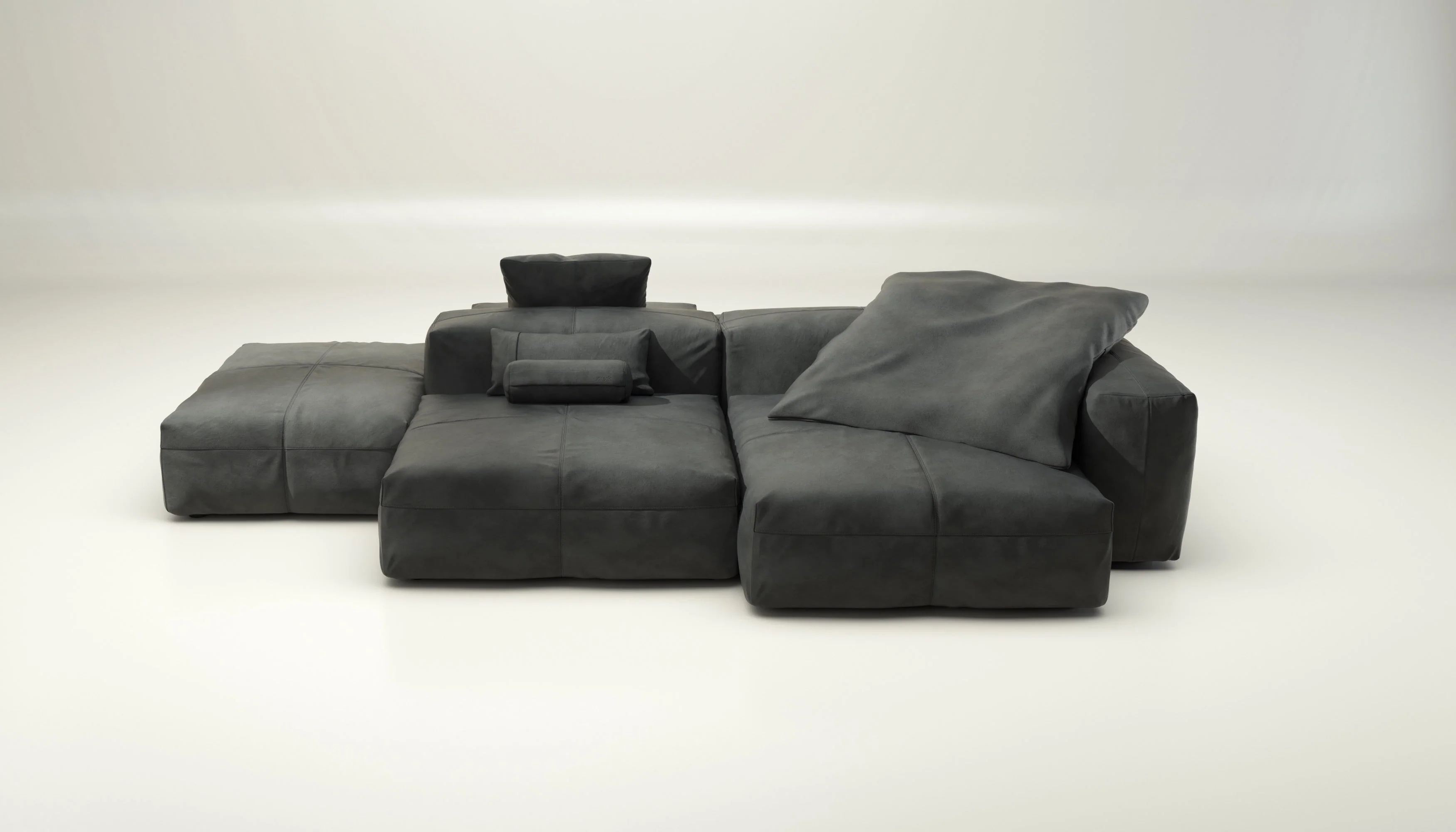 vetsak | Sofa Set 09 - The Island - Leather - Cacao | Modulares Sofa | 7 Sitzer | Sofa Island