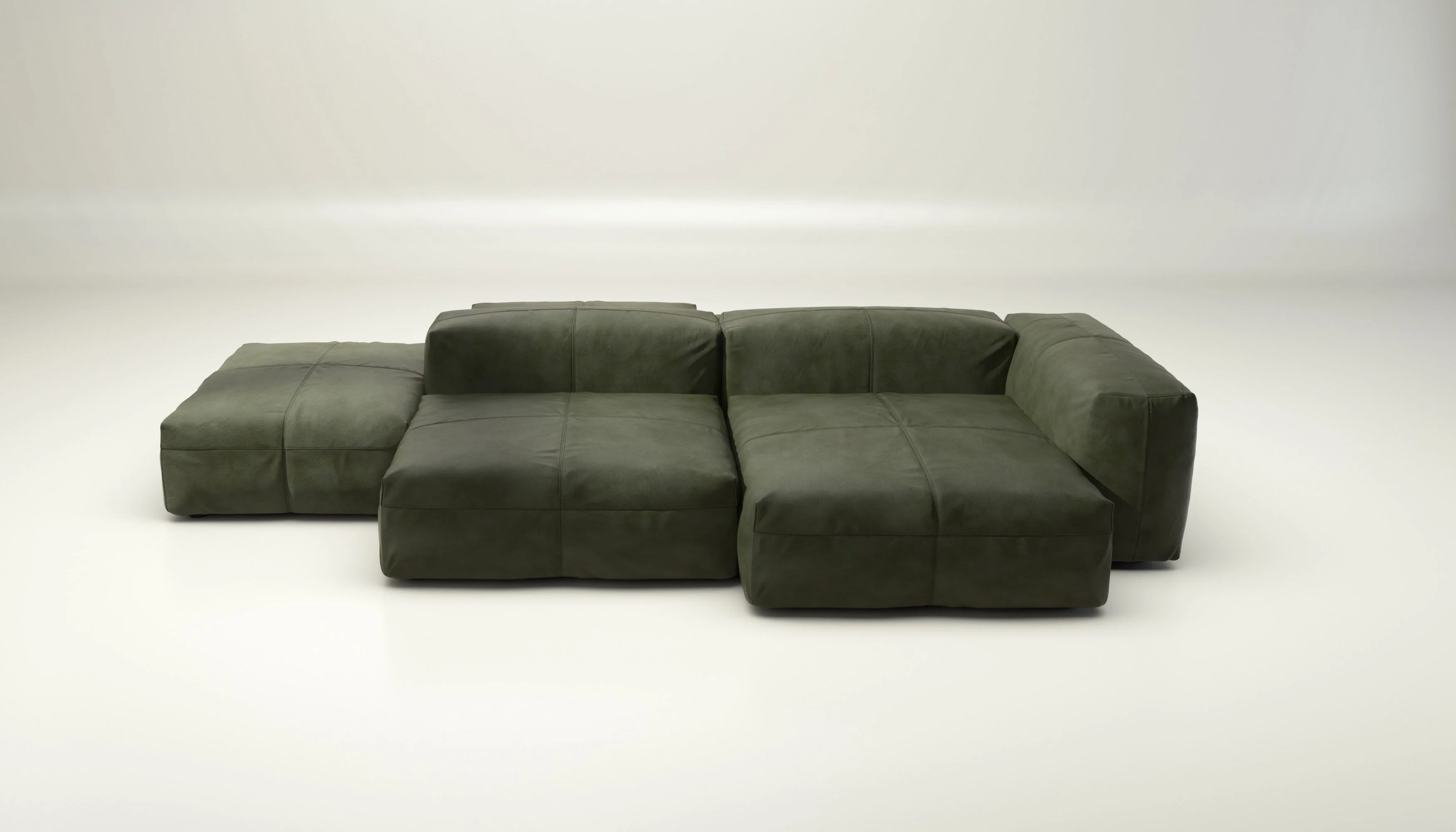 vetsak | Sofa Set 09 - The Island - Leather - Olive | Modulares Sofa | 7 Sitzer | Sofa Island - Image 2