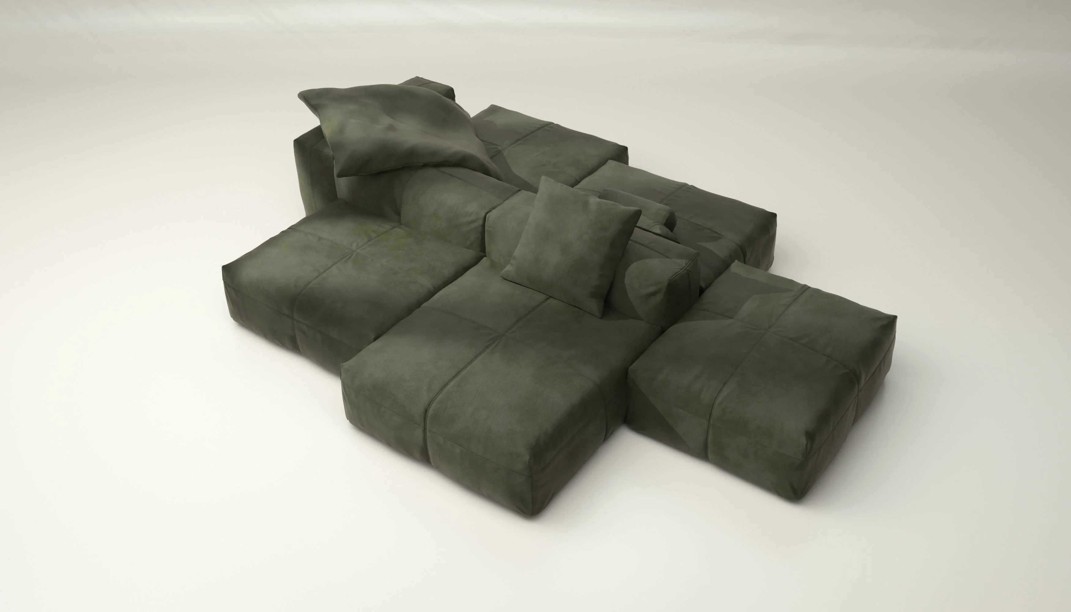 vetsak | Sofa Set 09 - The Island - Leather - Olive | Modulares Sofa | 7 Sitzer | Sofa Island - Image 3