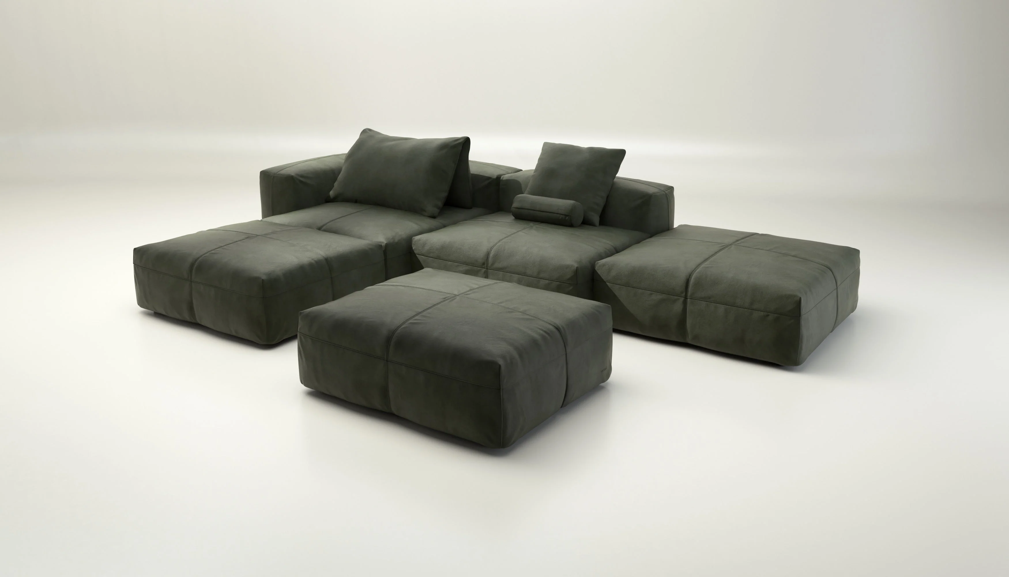 vetsak | Sofa Set 09 - The Island - Leather - Olive | Modulares Sofa | 7 Sitzer | Sofa Island - Image 4