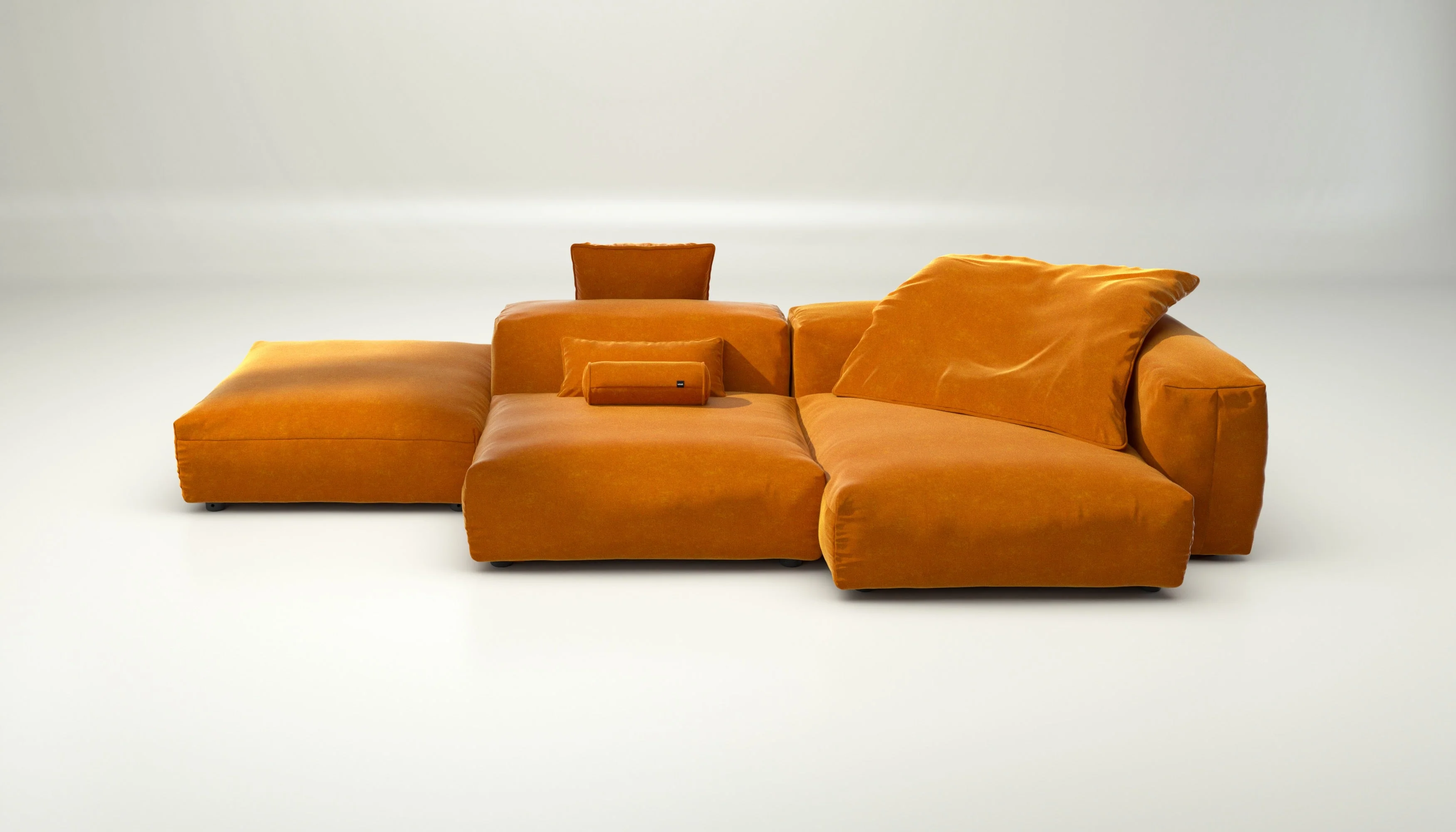 vetsak | Sofa Set 09 - The Island - Suave - Orange Blaze | Modulares Sofa | 7 Sitzer | Sofa Island